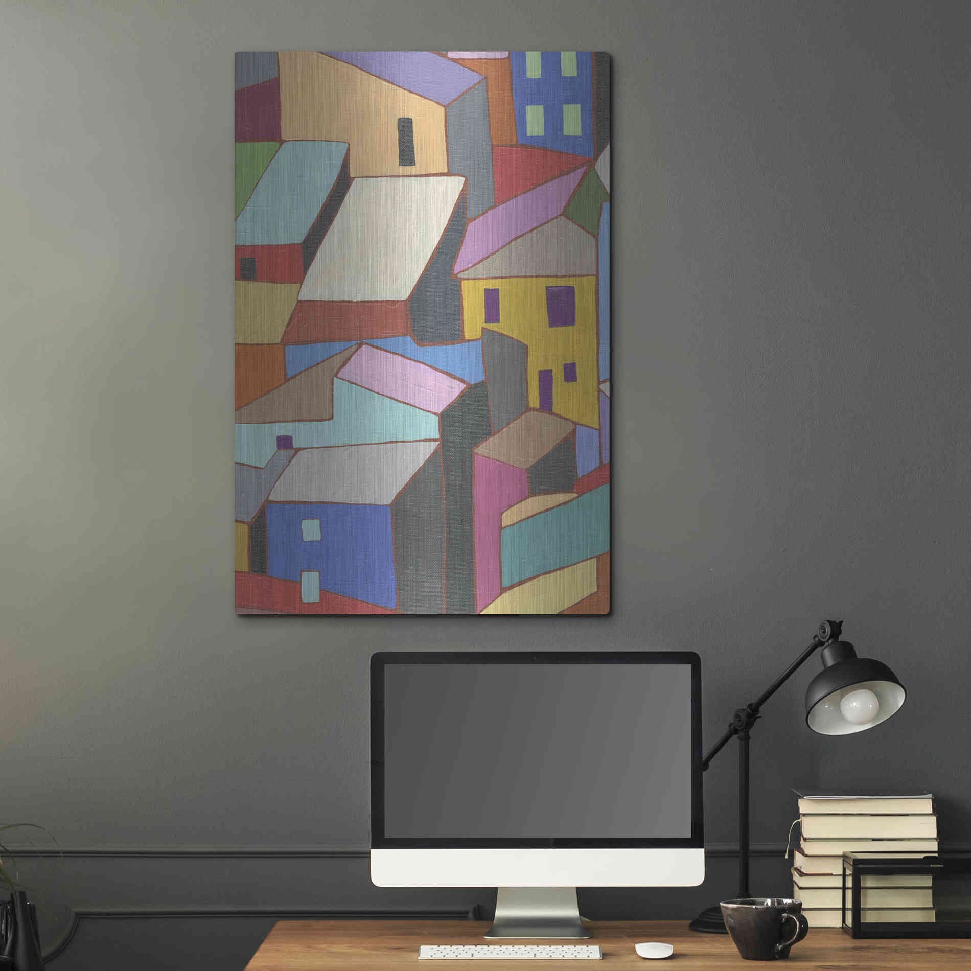 Luxe Metal Art 'Rooftops in Color II' by Nikki Galapon, Metal Wall Art,24x36