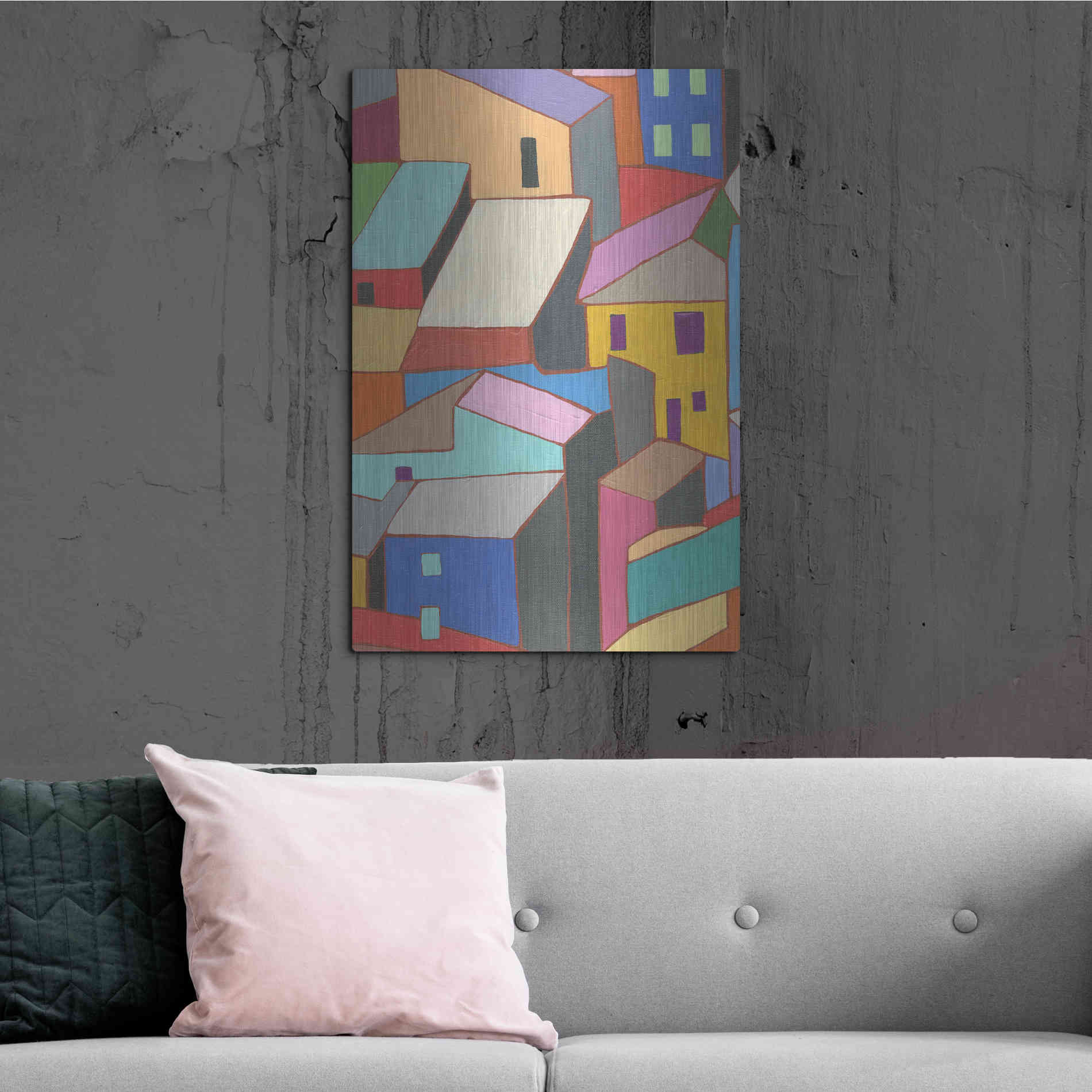 Luxe Metal Art 'Rooftops in Color II' by Nikki Galapon, Metal Wall Art,24x36