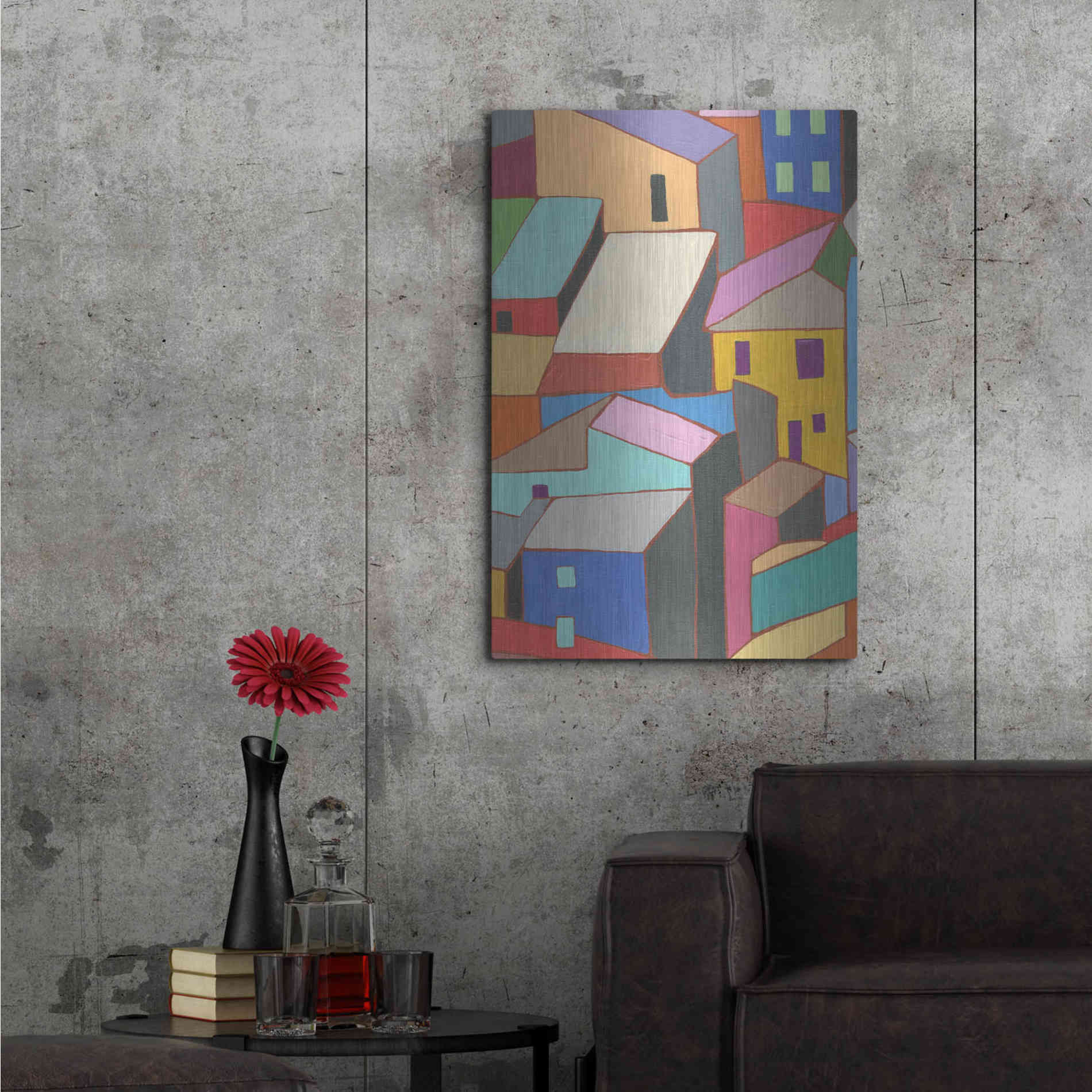 Luxe Metal Art 'Rooftops in Color II' by Nikki Galapon, Metal Wall Art,24x36