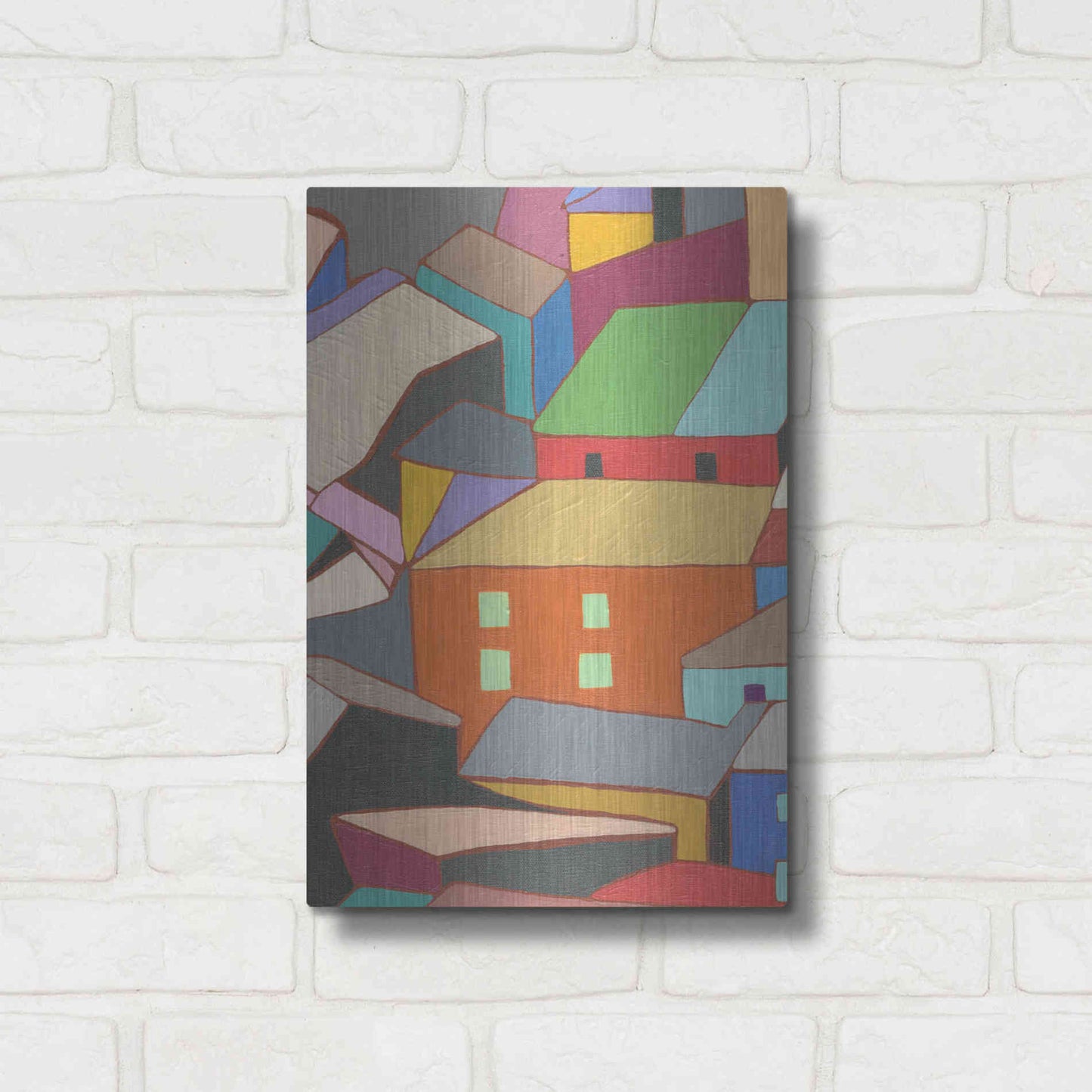 Luxe Metal Art 'Rooftops in Color III' by Nikki Galapon, Metal Wall Art,12x16
