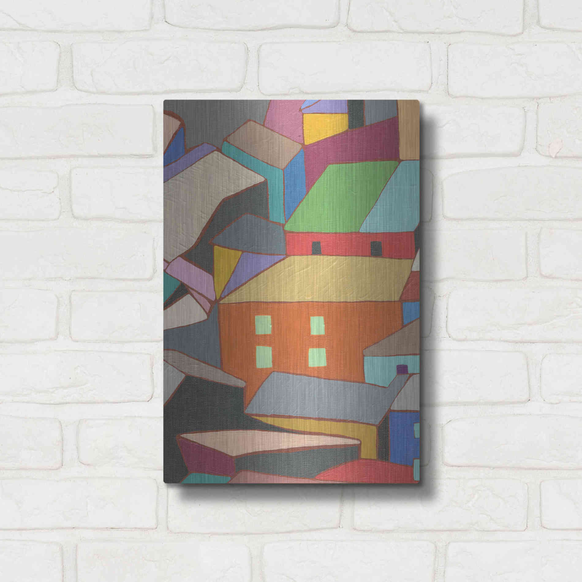 Luxe Metal Art 'Rooftops in Color III' by Nikki Galapon, Metal Wall Art,12x16