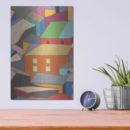 Luxe Metal Art 'Rooftops in Color III' by Nikki Galapon, Metal Wall Art,12x16