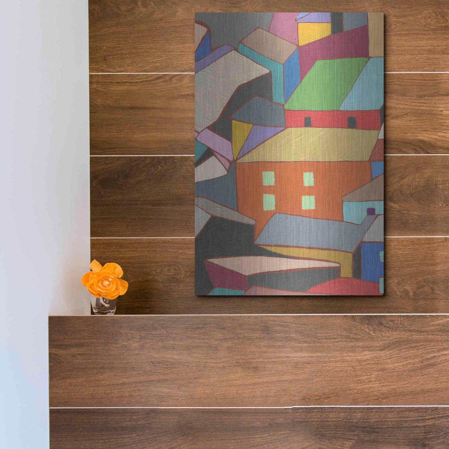 Luxe Metal Art 'Rooftops in Color III' by Nikki Galapon, Metal Wall Art,12x16
