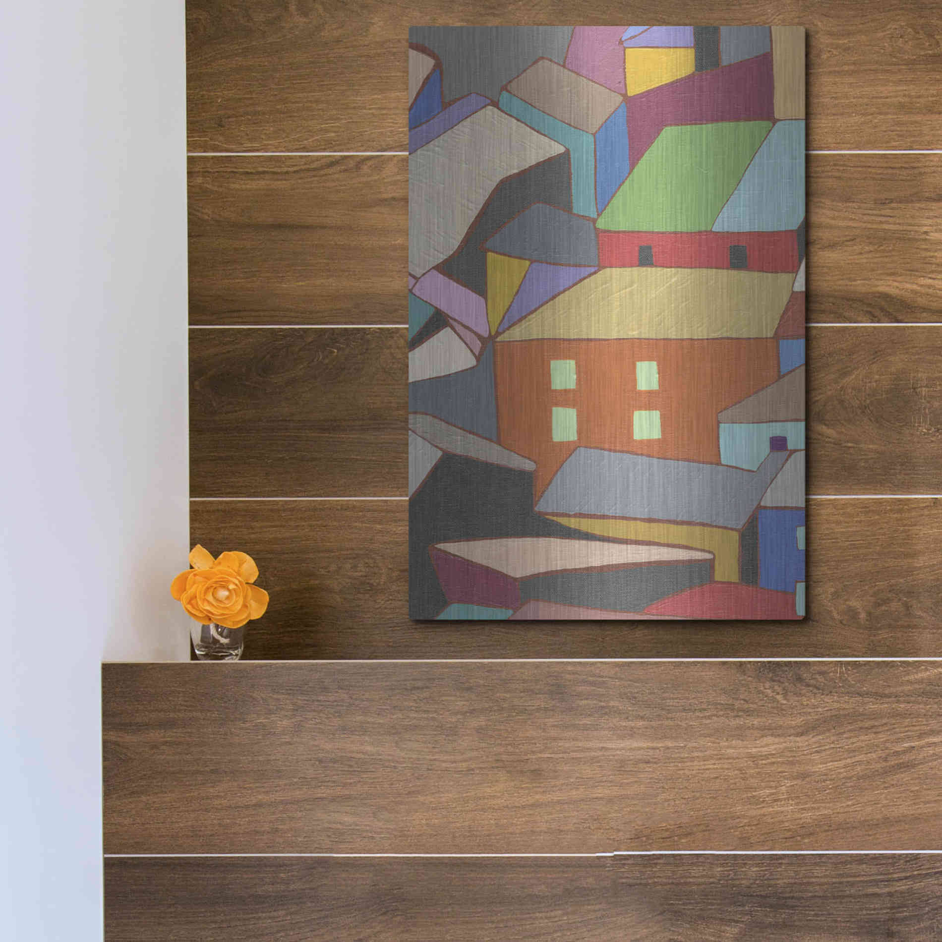 Luxe Metal Art 'Rooftops in Color III' by Nikki Galapon, Metal Wall Art,12x16