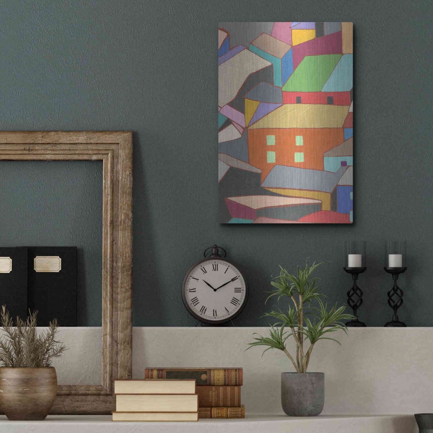 Luxe Metal Art 'Rooftops in Color III' by Nikki Galapon, Metal Wall Art,12x16