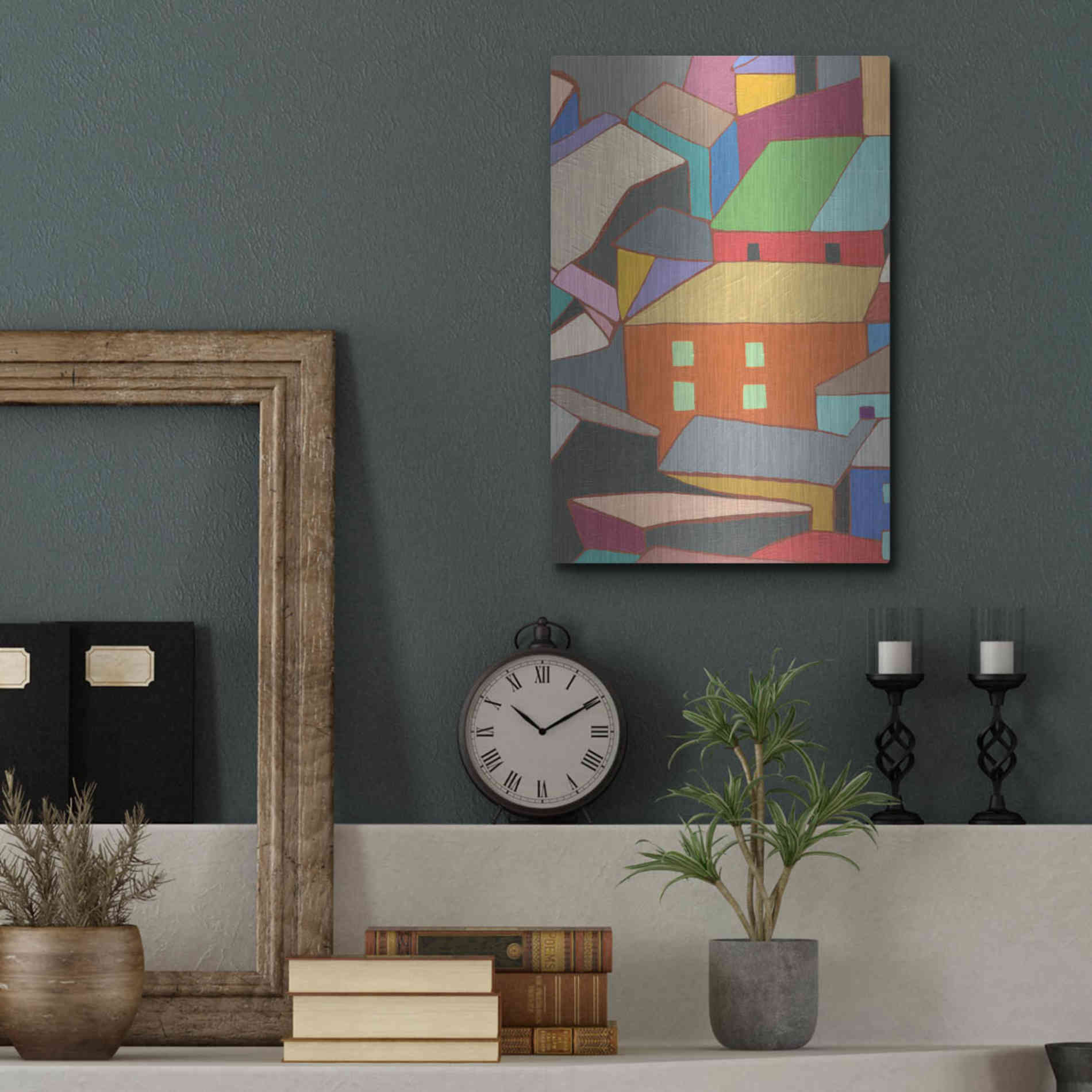 Luxe Metal Art 'Rooftops in Color III' by Nikki Galapon, Metal Wall Art,12x16
