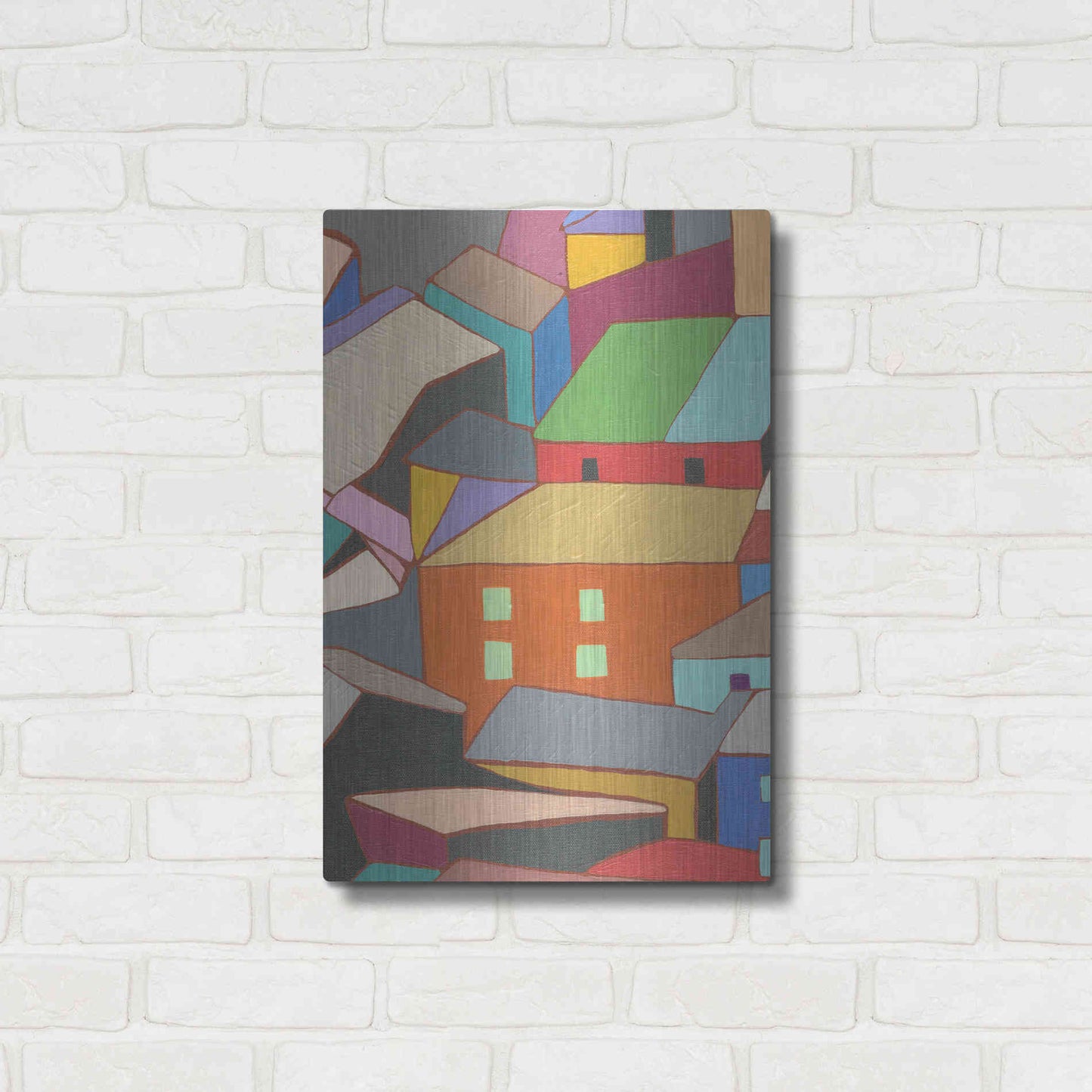 Luxe Metal Art 'Rooftops in Color III' by Nikki Galapon, Metal Wall Art,16x24