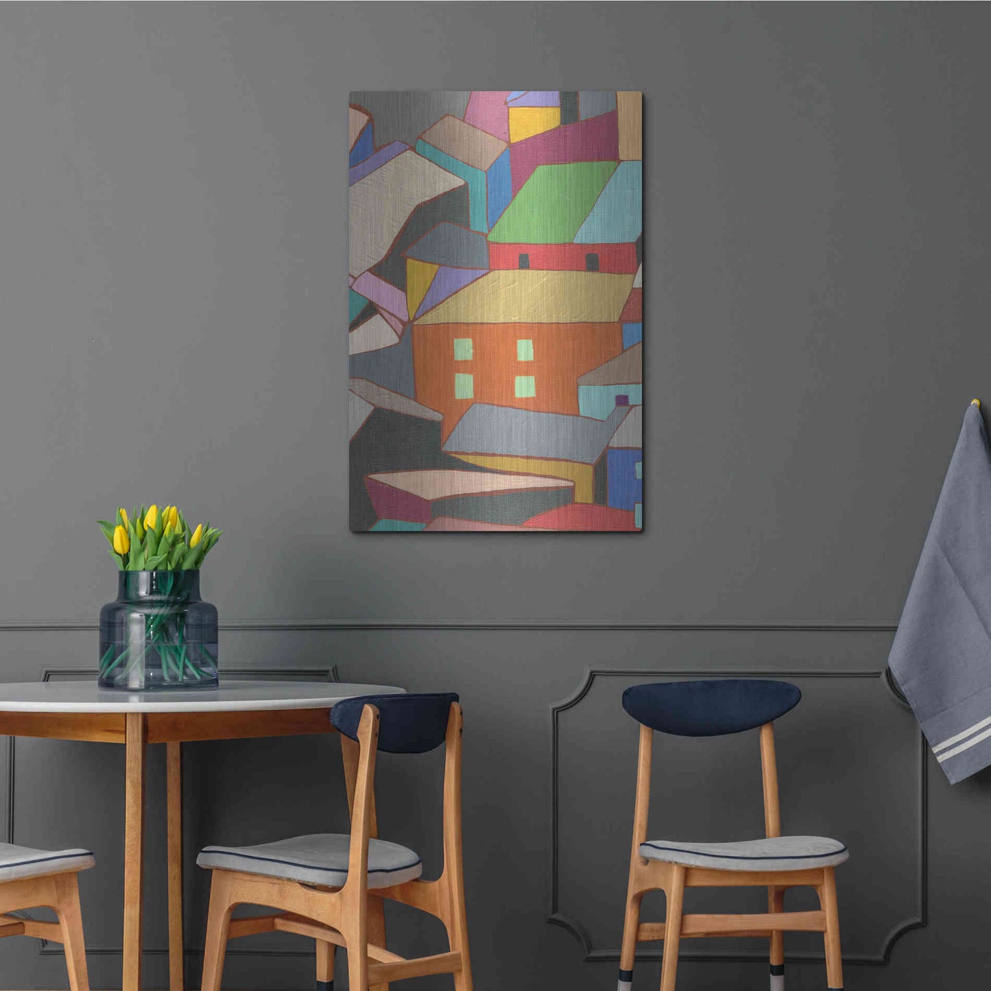 Luxe Metal Art 'Rooftops in Color III' by Nikki Galapon, Metal Wall Art,24x36