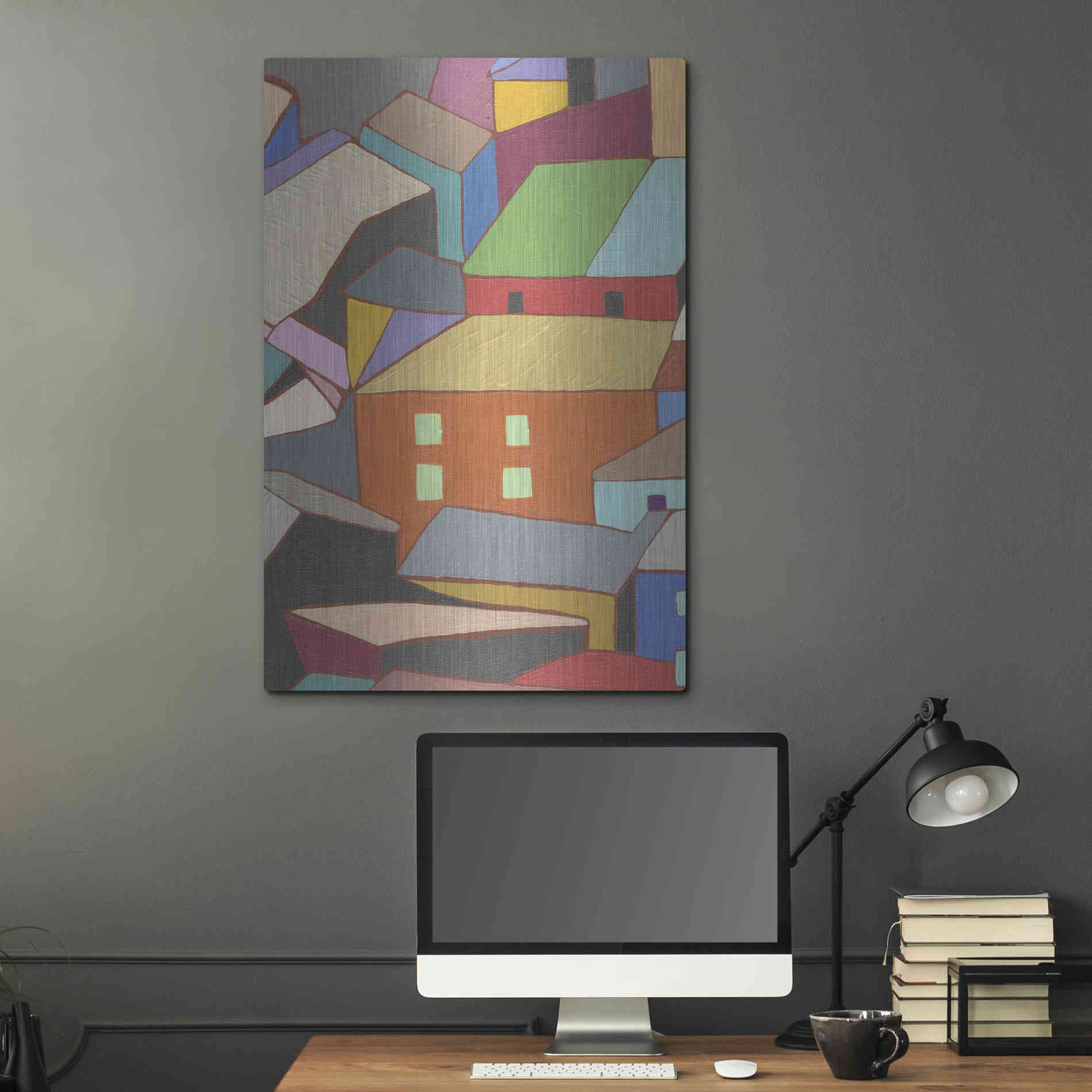 Luxe Metal Art 'Rooftops in Color III' by Nikki Galapon, Metal Wall Art,24x36