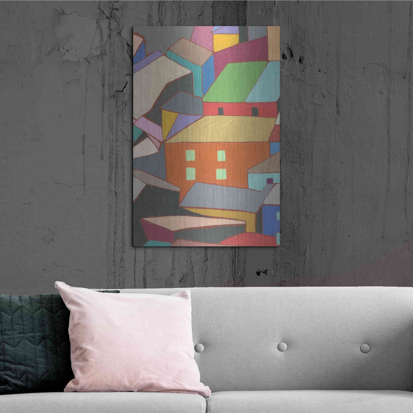 Luxe Metal Art 'Rooftops in Color III' by Nikki Galapon, Metal Wall Art,24x36