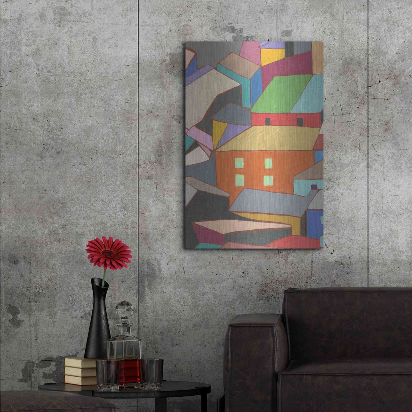 Luxe Metal Art 'Rooftops in Color III' by Nikki Galapon, Metal Wall Art,24x36