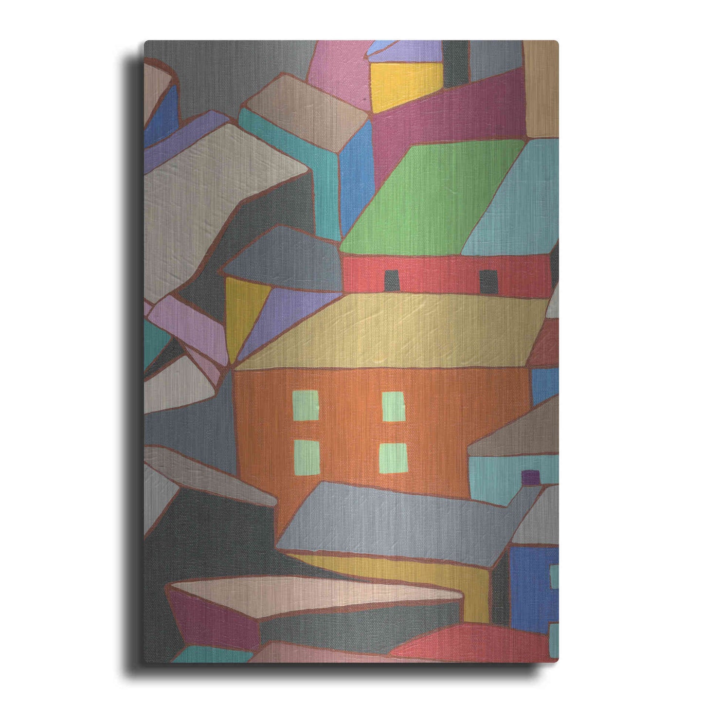 Luxe Metal Art 'Rooftops in Color III' by Nikki Galapon, Metal Wall Art