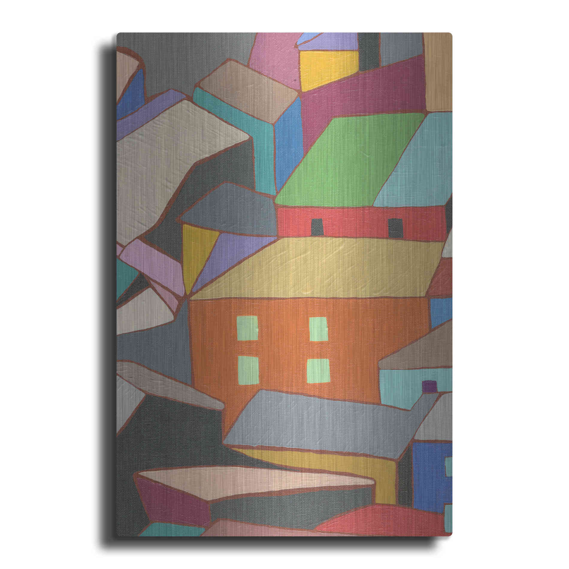 Luxe Metal Art 'Rooftops in Color III' by Nikki Galapon, Metal Wall Art