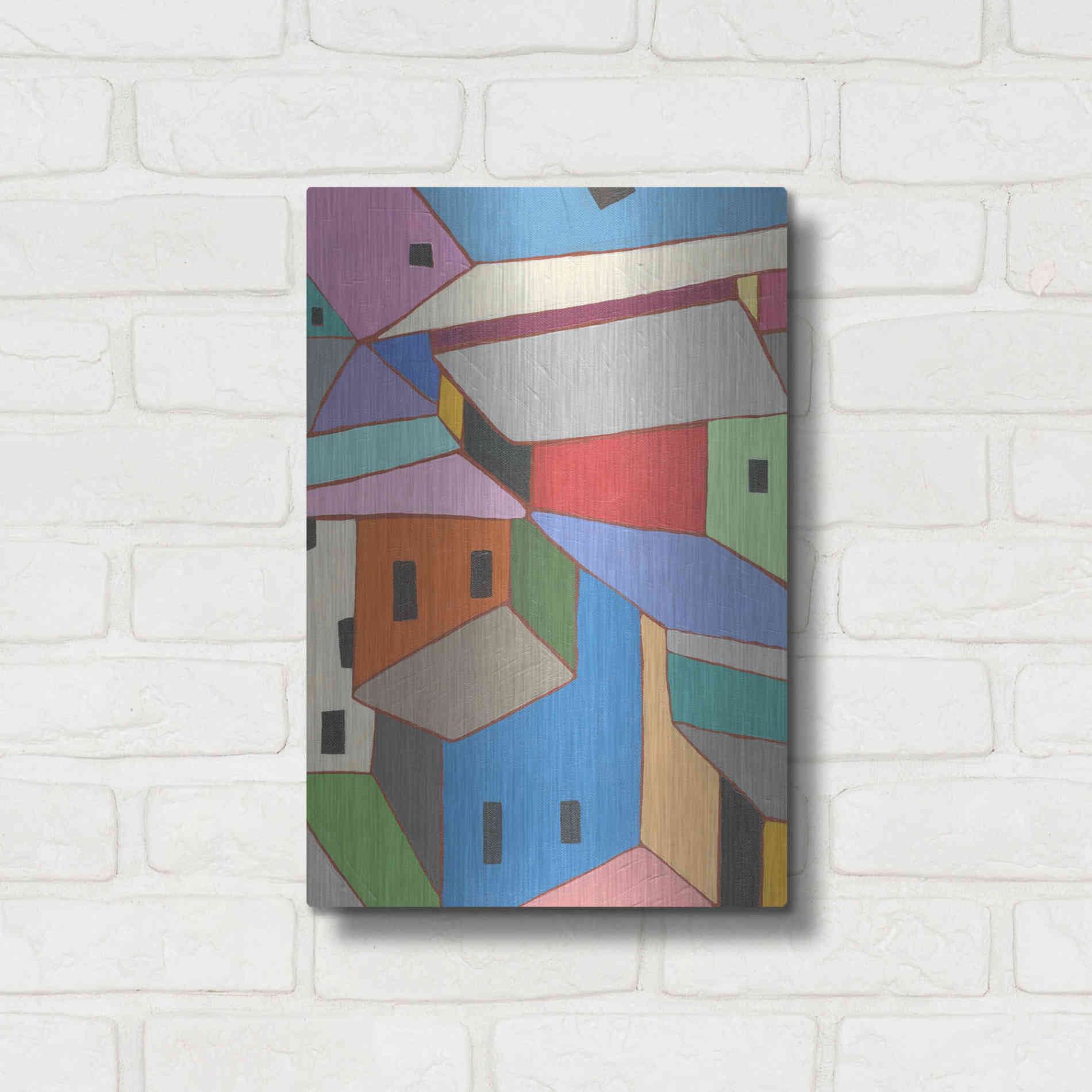 Luxe Metal Art 'Rooftops in Color XII' by Nikki Galapon, Metal Wall Art,12x16