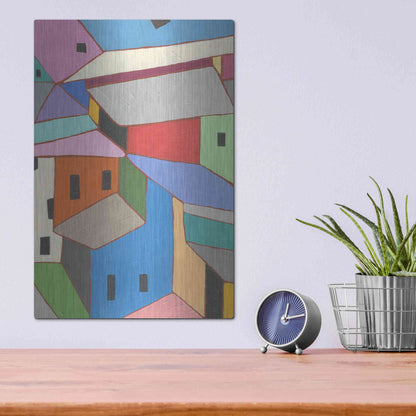 Luxe Metal Art 'Rooftops in Color XII' by Nikki Galapon, Metal Wall Art,12x16