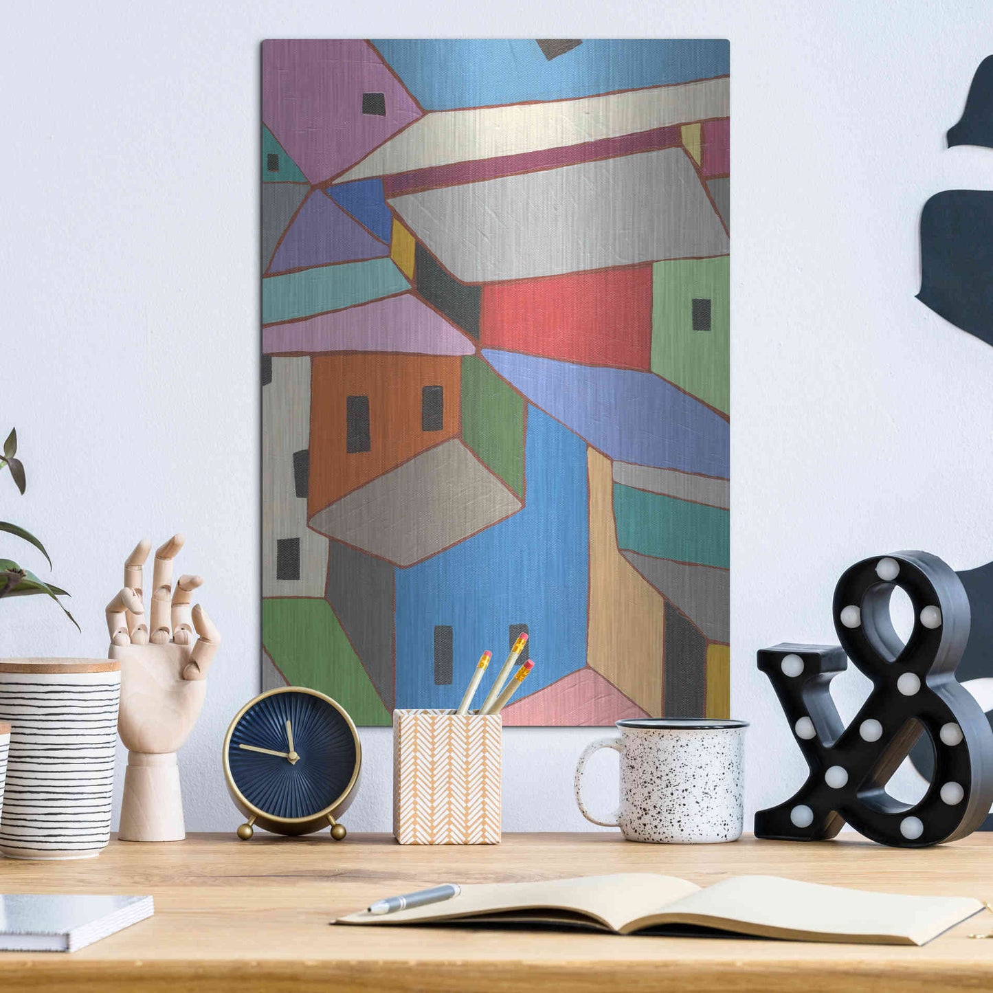 Luxe Metal Art 'Rooftops in Color XII' by Nikki Galapon, Metal Wall Art,12x16