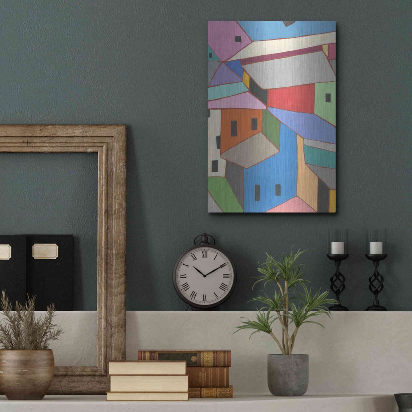 Luxe Metal Art 'Rooftops in Color XII' by Nikki Galapon, Metal Wall Art,12x16