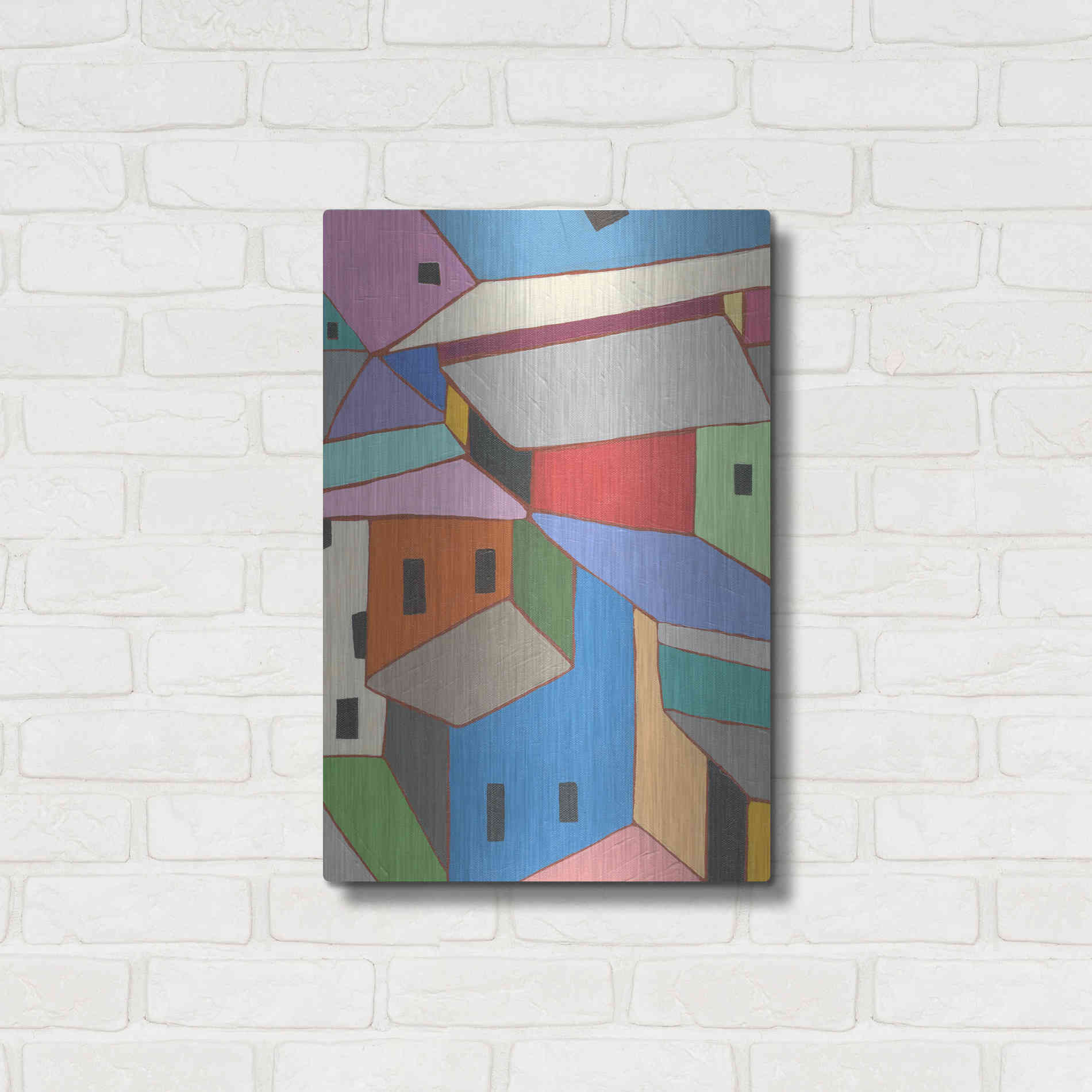 Luxe Metal Art 'Rooftops in Color XII' by Nikki Galapon, Metal Wall Art,16x24