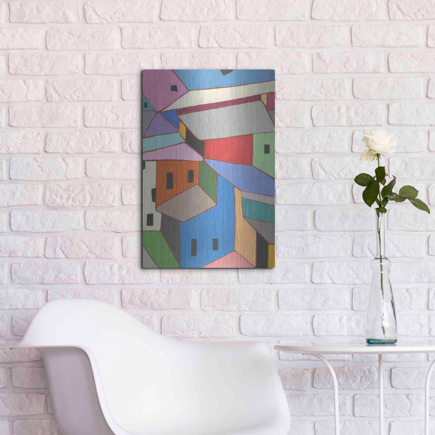 Luxe Metal Art 'Rooftops in Color XII' by Nikki Galapon, Metal Wall Art,16x24