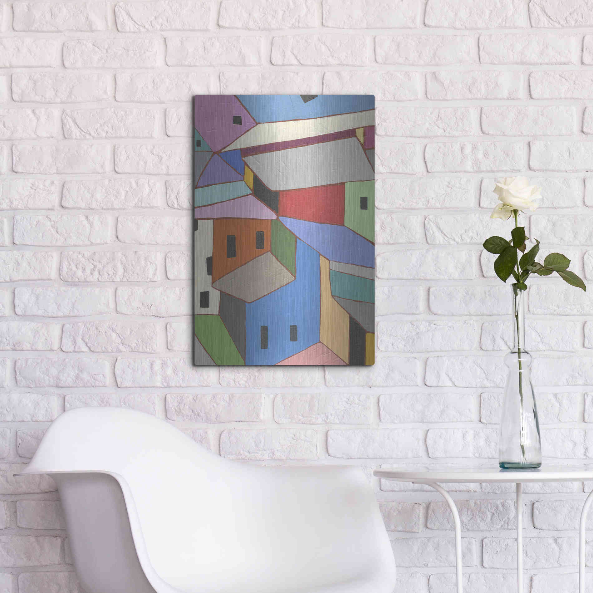 Luxe Metal Art 'Rooftops in Color XII' by Nikki Galapon, Metal Wall Art,16x24