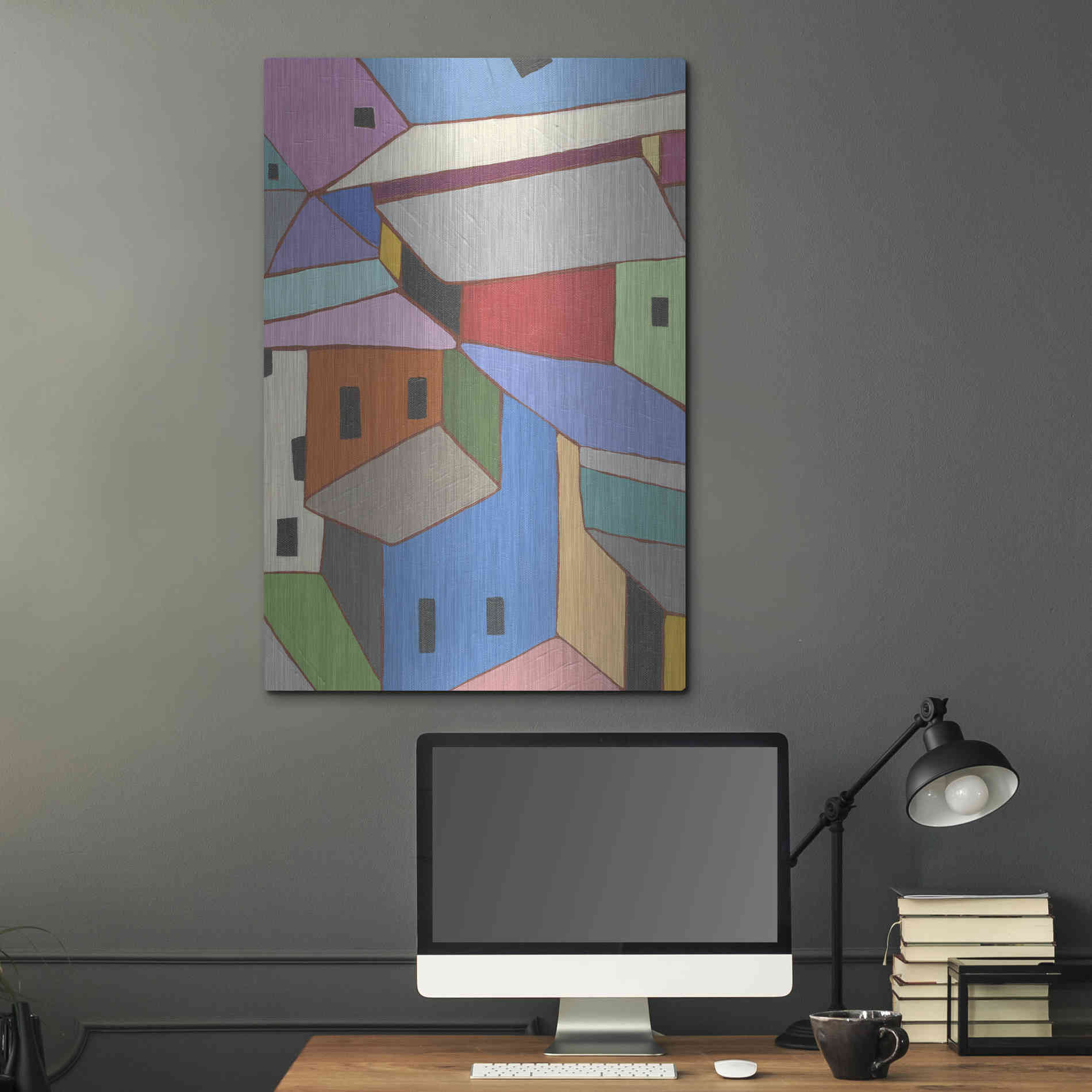 Luxe Metal Art 'Rooftops in Color XII' by Nikki Galapon, Metal Wall Art,24x36