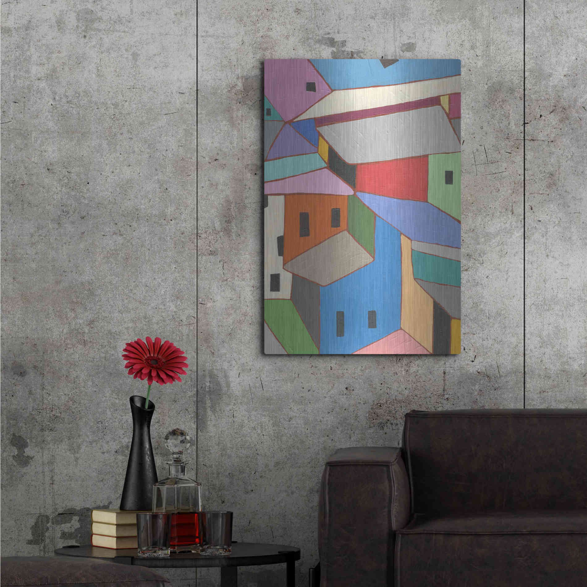 Luxe Metal Art 'Rooftops in Color XII' by Nikki Galapon, Metal Wall Art,24x36
