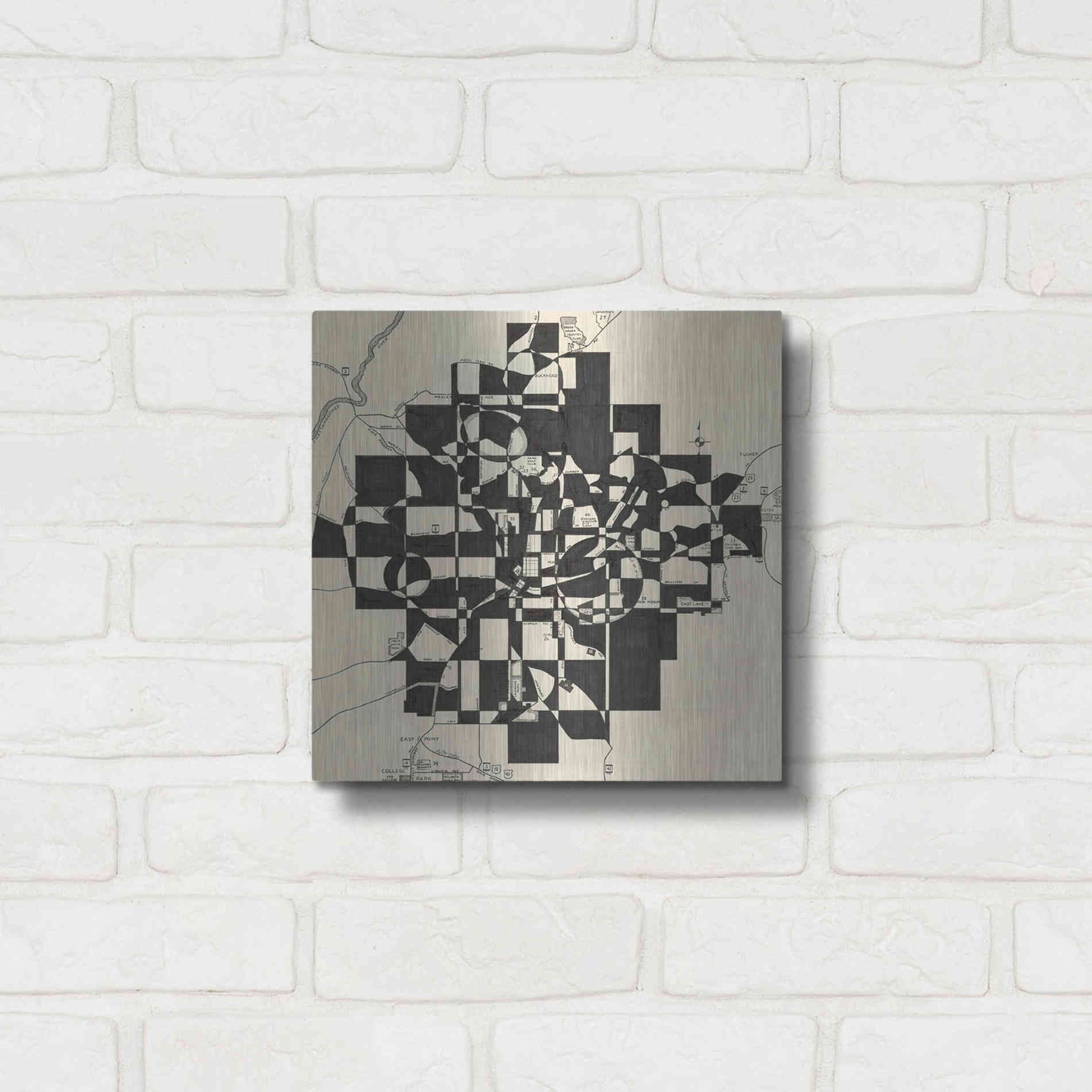 Luxe Metal Art 'Modern Map of Atlanta' by Nikki Galapon, Metal Wall Art,12x12
