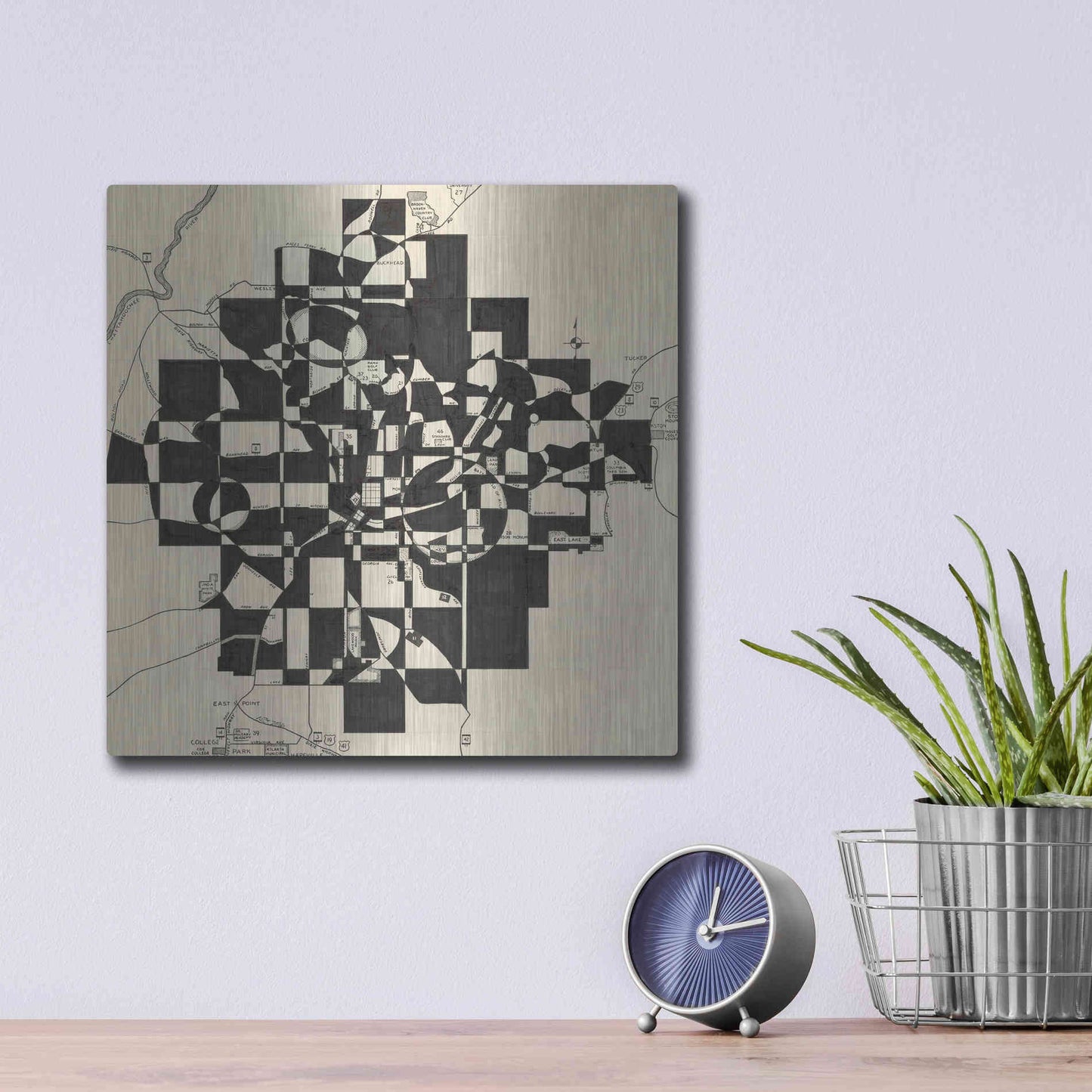 Luxe Metal Art 'Modern Map of Atlanta' by Nikki Galapon, Metal Wall Art,12x12