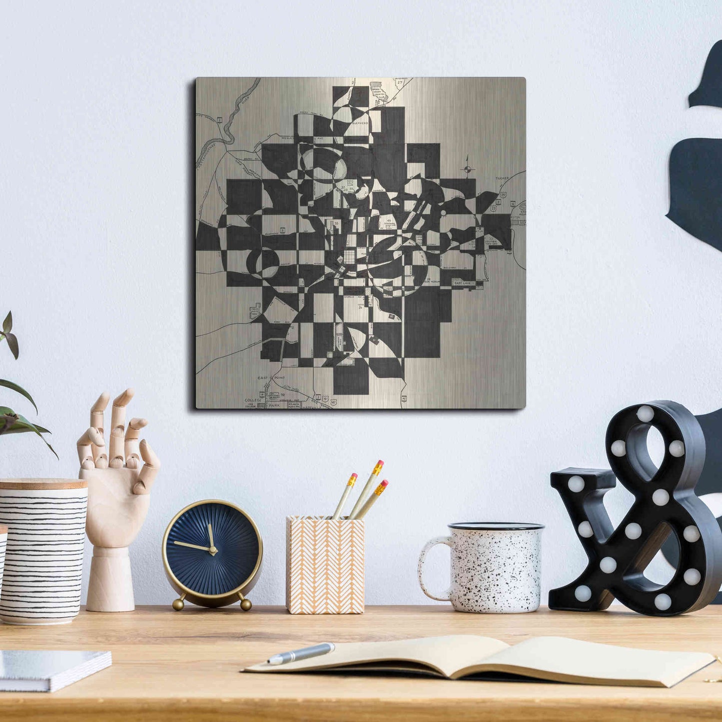 Luxe Metal Art 'Modern Map of Atlanta' by Nikki Galapon, Metal Wall Art,12x12