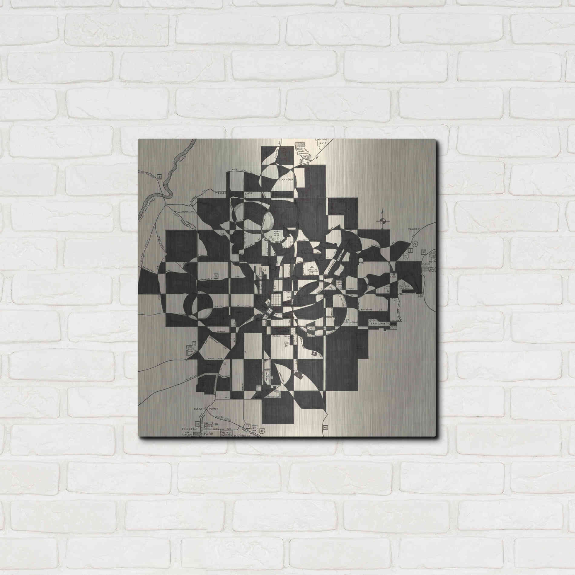 Luxe Metal Art 'Modern Map of Atlanta' by Nikki Galapon, Metal Wall Art,24x24