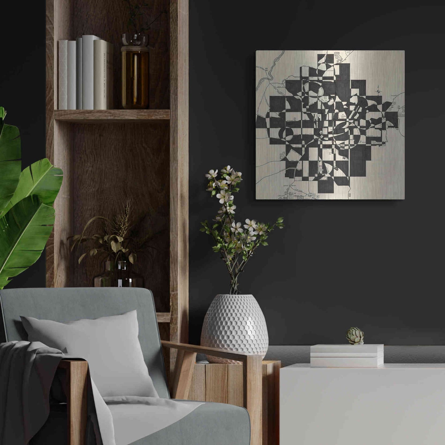 Luxe Metal Art 'Modern Map of Atlanta' by Nikki Galapon, Metal Wall Art,24x24