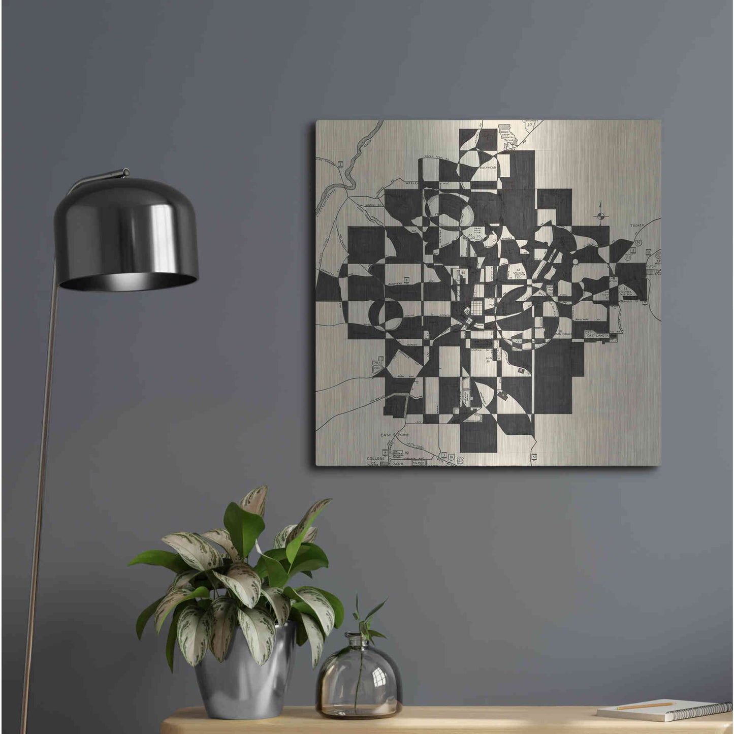 Luxe Metal Art 'Modern Map of Atlanta' by Nikki Galapon, Metal Wall Art,24x24