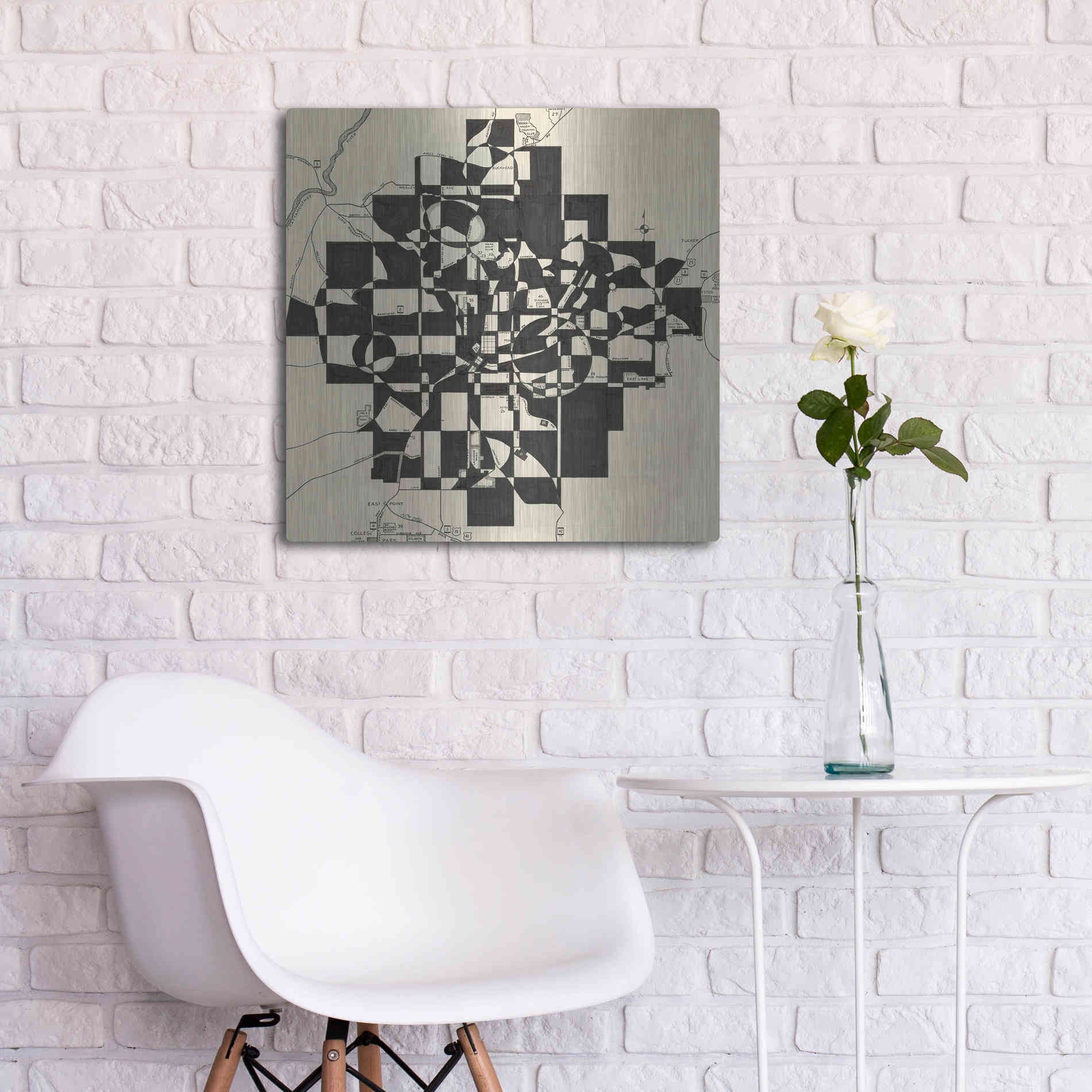 Luxe Metal Art 'Modern Map of Atlanta' by Nikki Galapon, Metal Wall Art,24x24