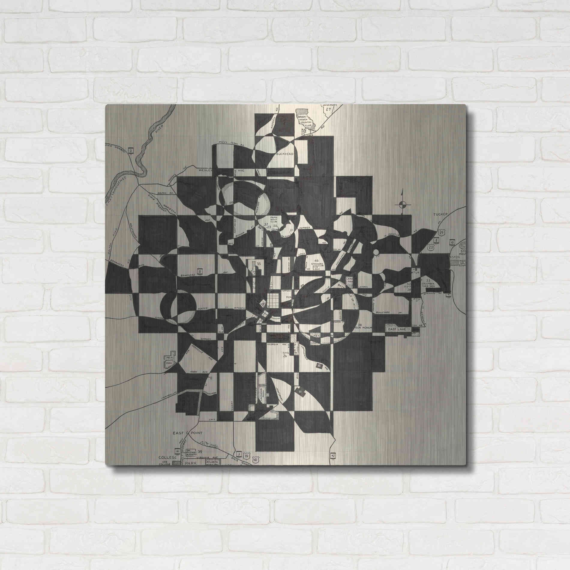 Luxe Metal Art 'Modern Map of Atlanta' by Nikki Galapon, Metal Wall Art,36x36