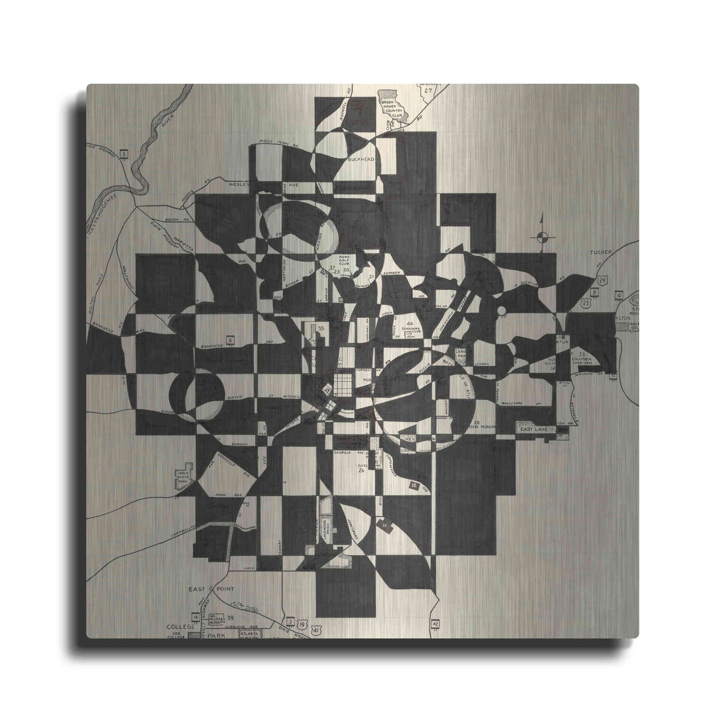 Luxe Metal Art 'Modern Map of Atlanta' by Nikki Galapon, Metal Wall Art