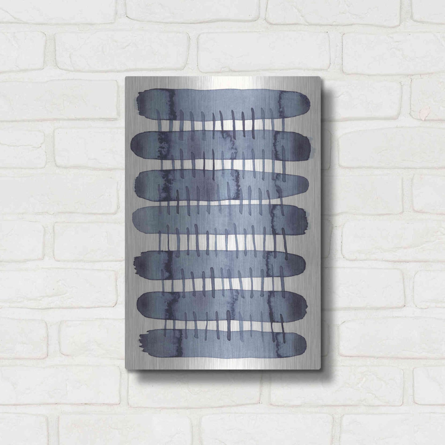 Luxe Metal Art 'Indigo Stitchy I' by Nikki Galapon, Metal Wall Art,12x16