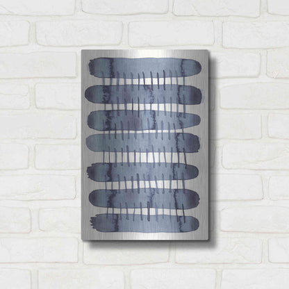 Luxe Metal Art 'Indigo Stitchy I' by Nikki Galapon, Metal Wall Art,12x16