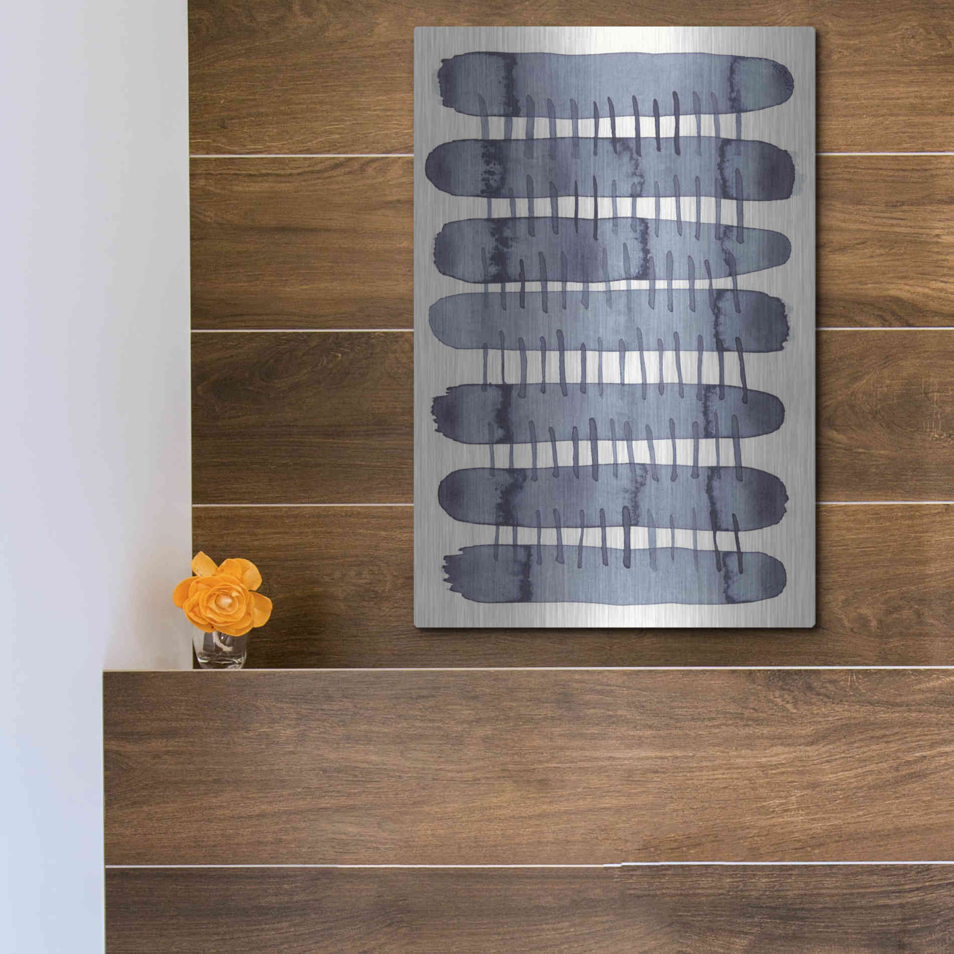 Luxe Metal Art 'Indigo Stitchy I' by Nikki Galapon, Metal Wall Art,12x16