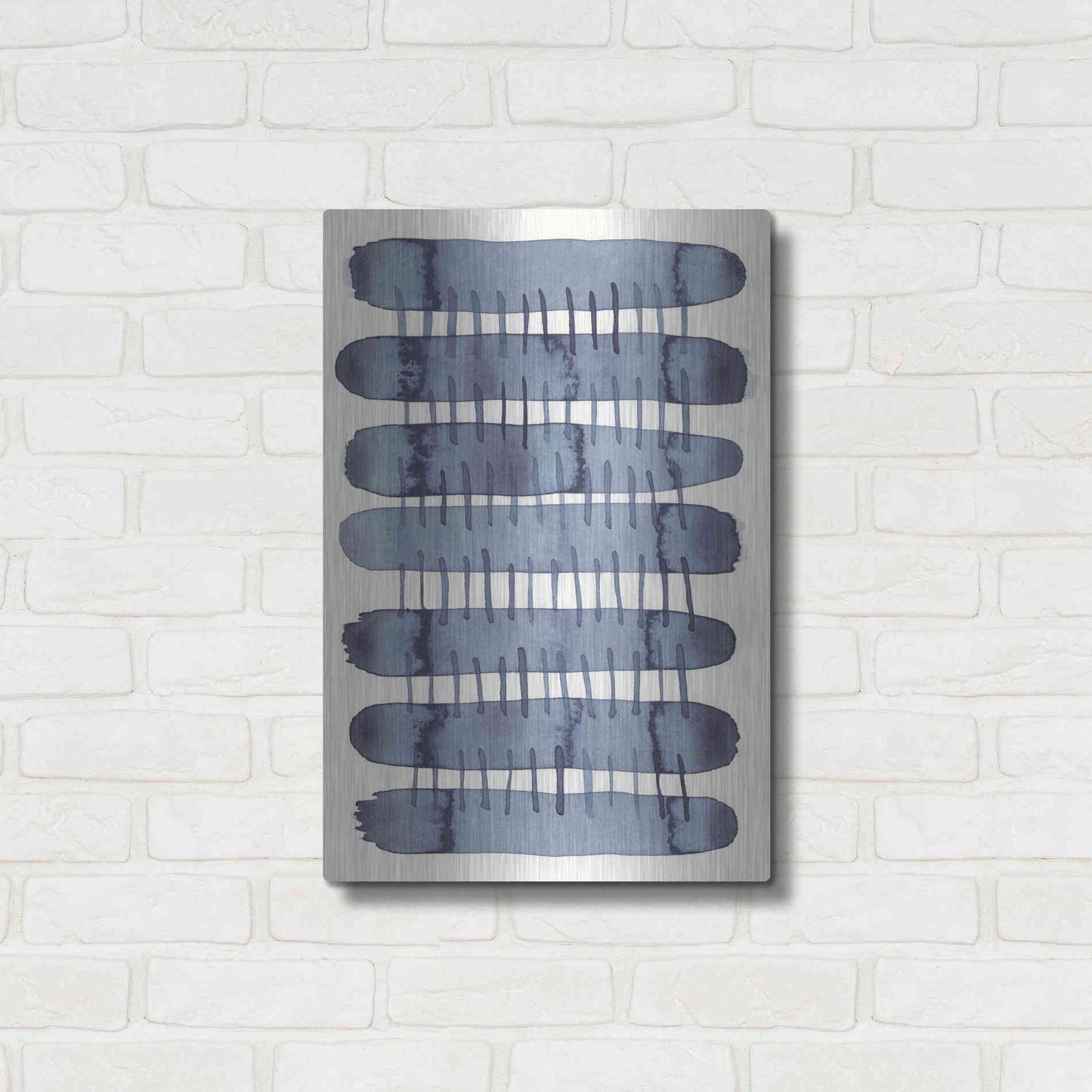 Luxe Metal Art 'Indigo Stitchy I' by Nikki Galapon, Metal Wall Art,16x24