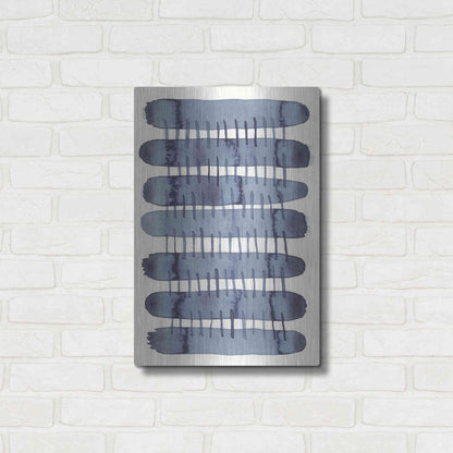 Luxe Metal Art 'Indigo Stitchy I' by Nikki Galapon, Metal Wall Art,16x24