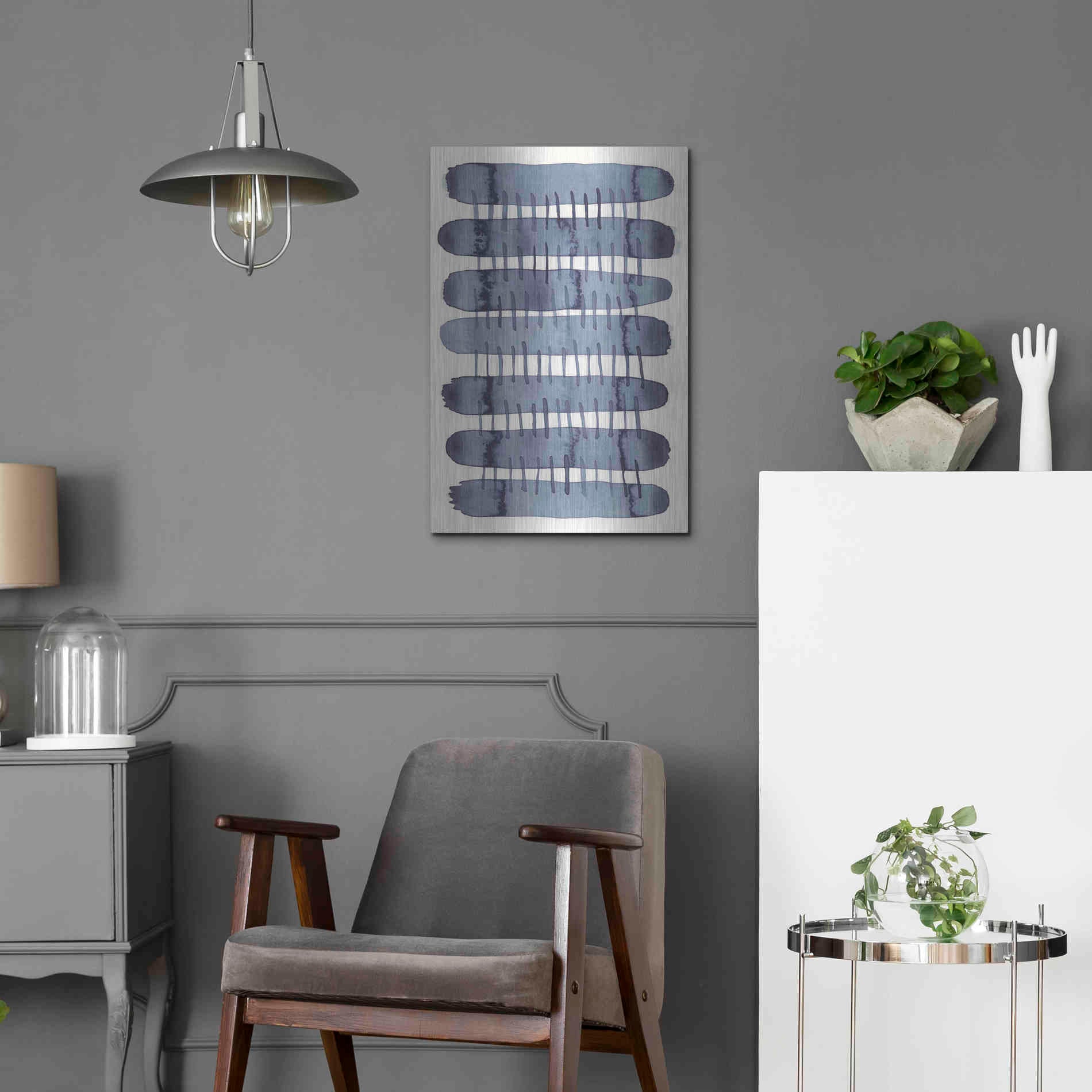 Luxe Metal Art 'Indigo Stitchy I' by Nikki Galapon, Metal Wall Art,16x24