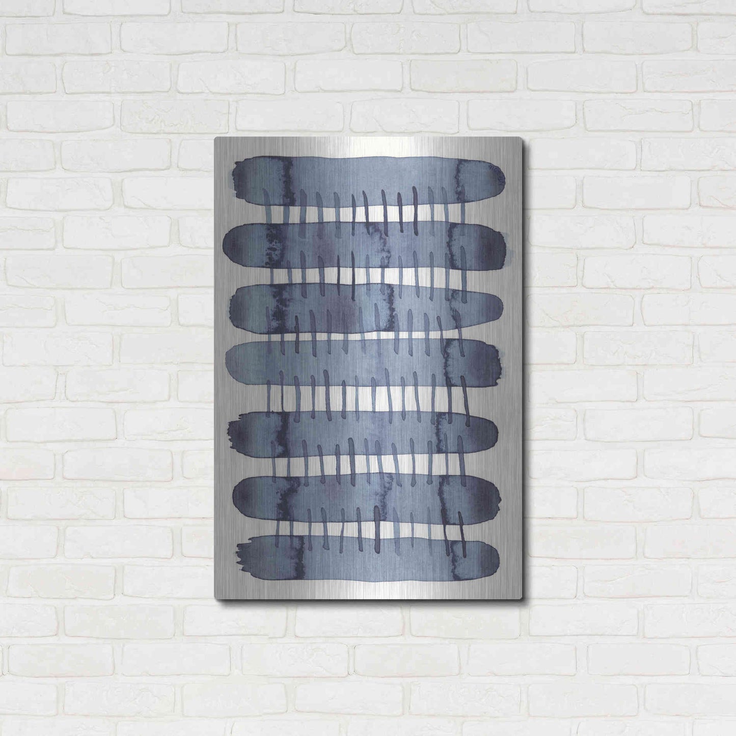 Luxe Metal Art 'Indigo Stitchy I' by Nikki Galapon, Metal Wall Art,24x36