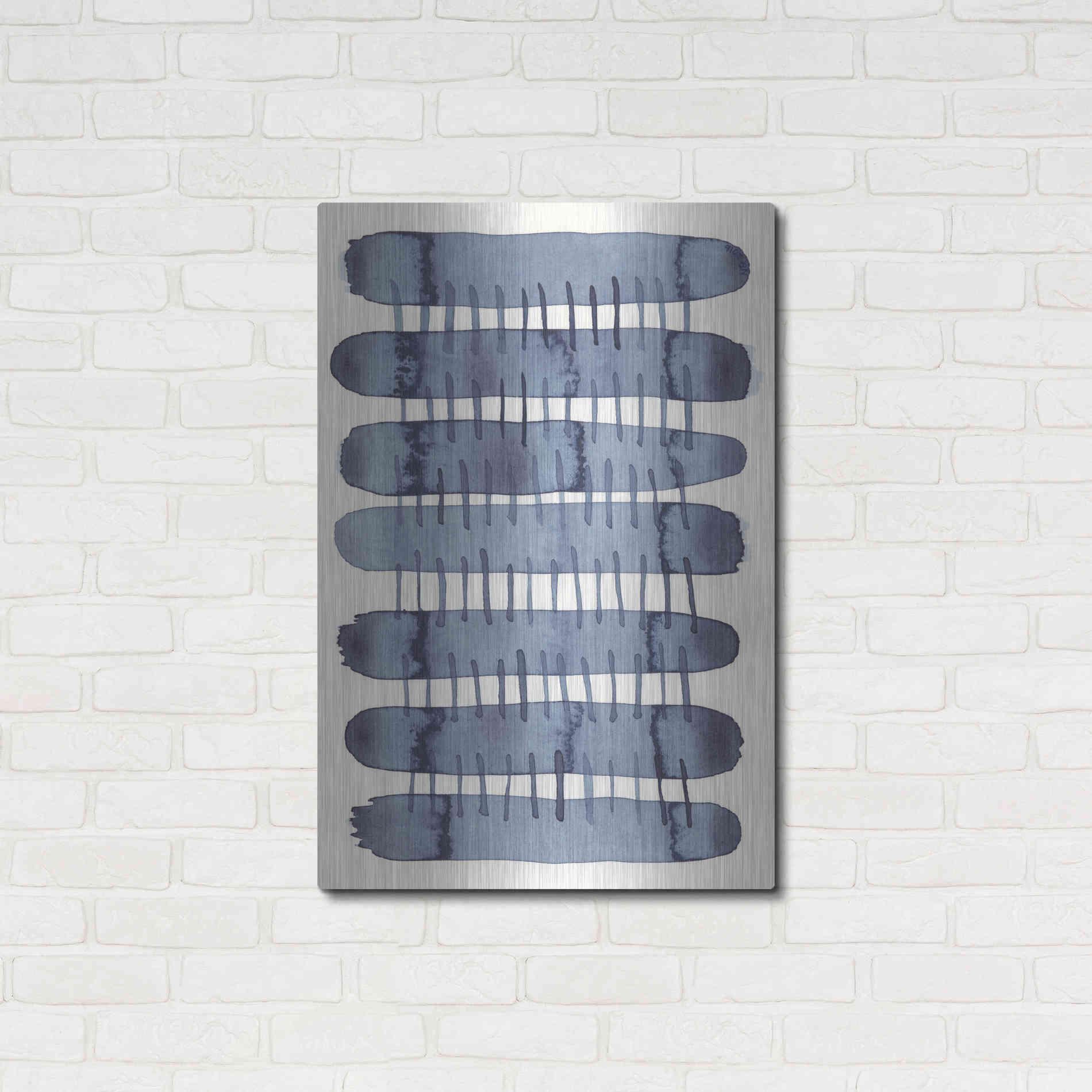 Luxe Metal Art 'Indigo Stitchy I' by Nikki Galapon, Metal Wall Art,24x36