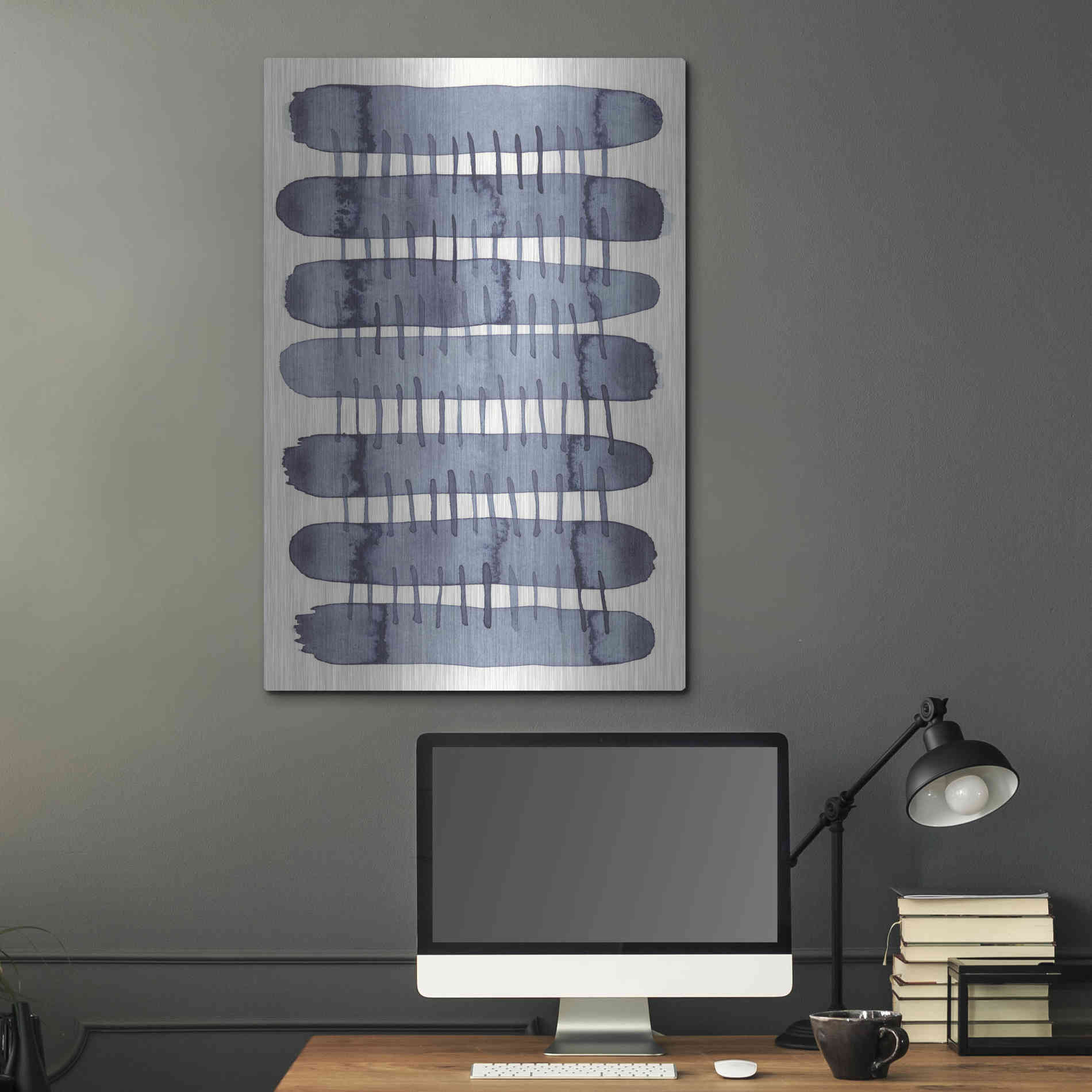 Luxe Metal Art 'Indigo Stitchy I' by Nikki Galapon, Metal Wall Art,24x36