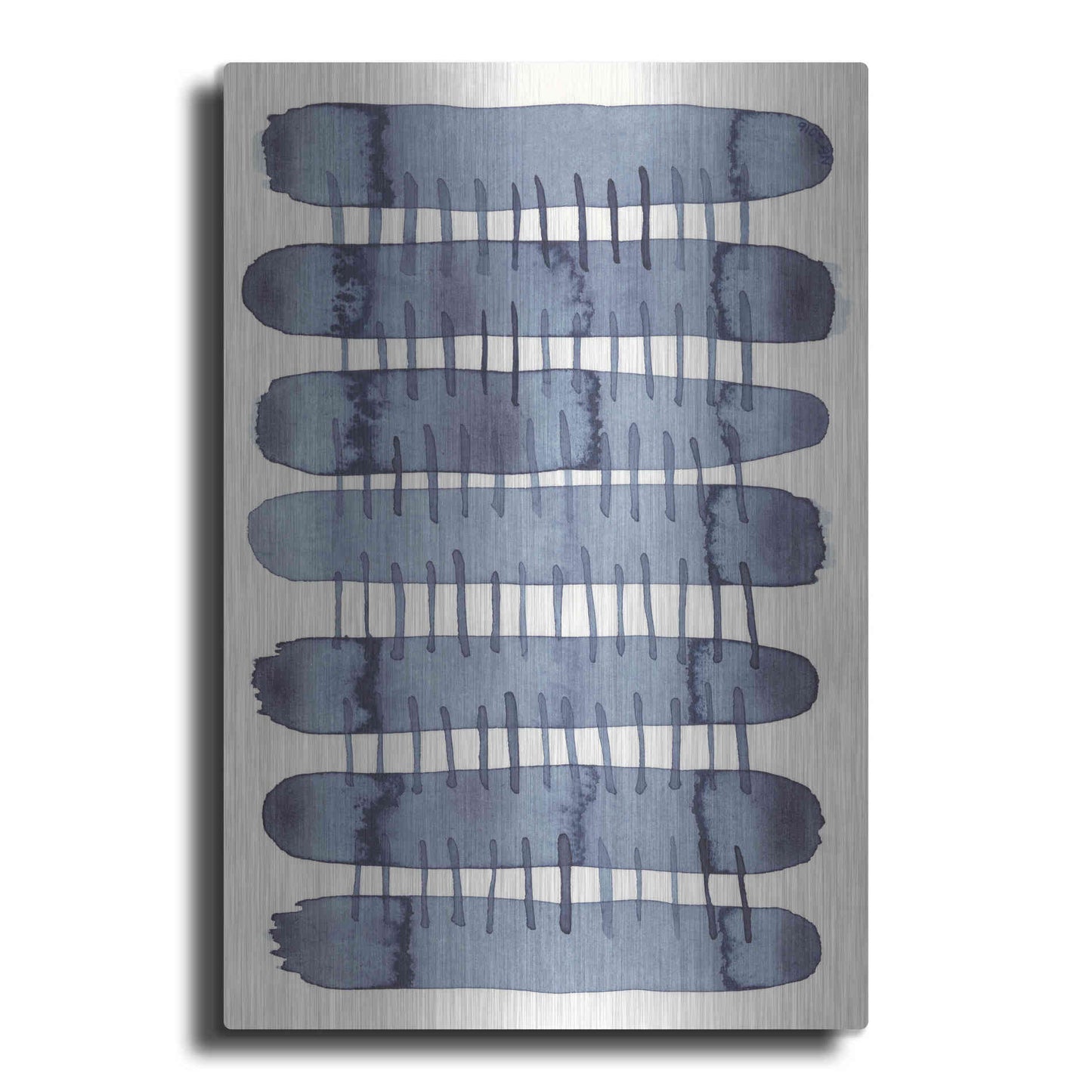 Luxe Metal Art 'Indigo Stitchy I' by Nikki Galapon, Metal Wall Art