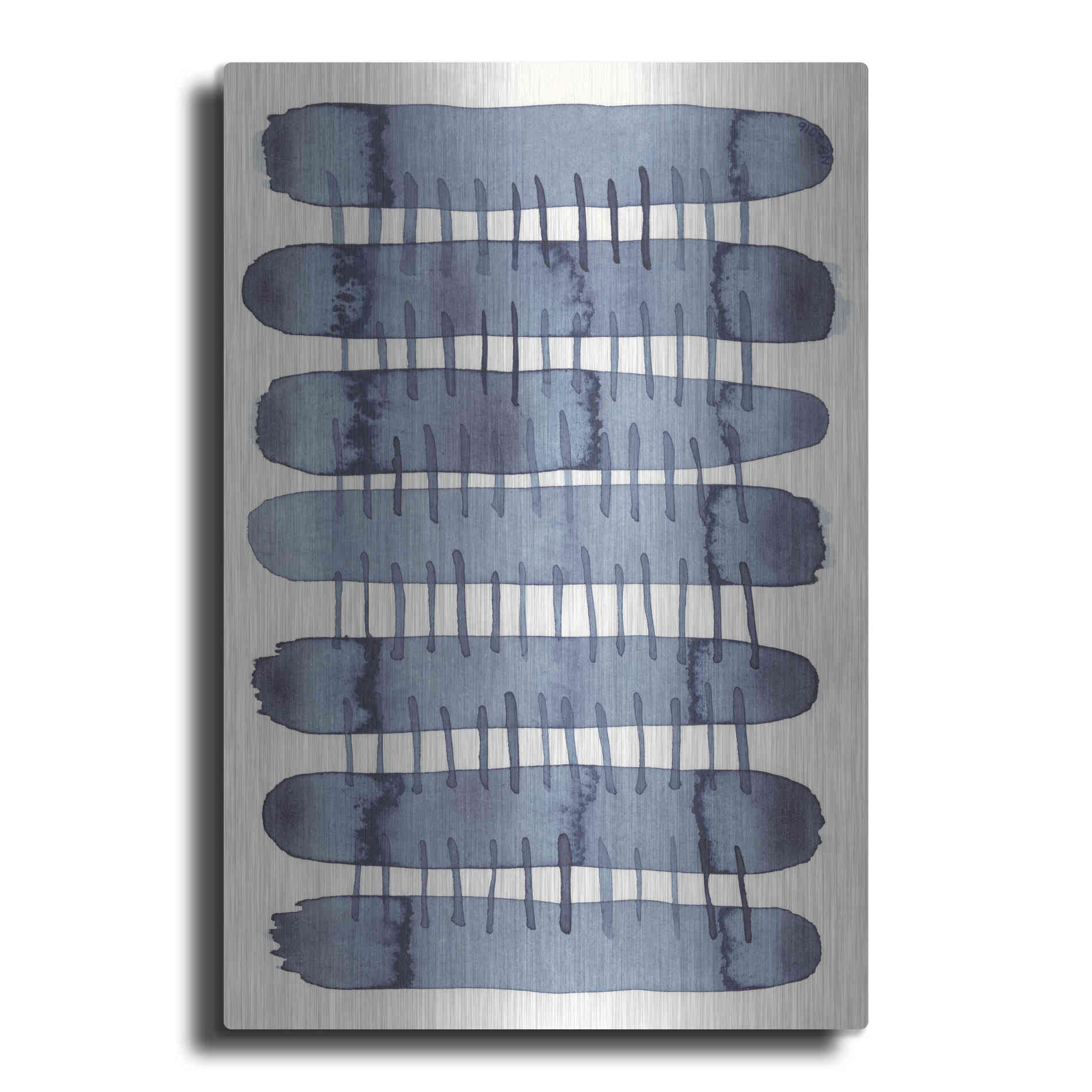 Luxe Metal Art 'Indigo Stitchy I' by Nikki Galapon, Metal Wall Art