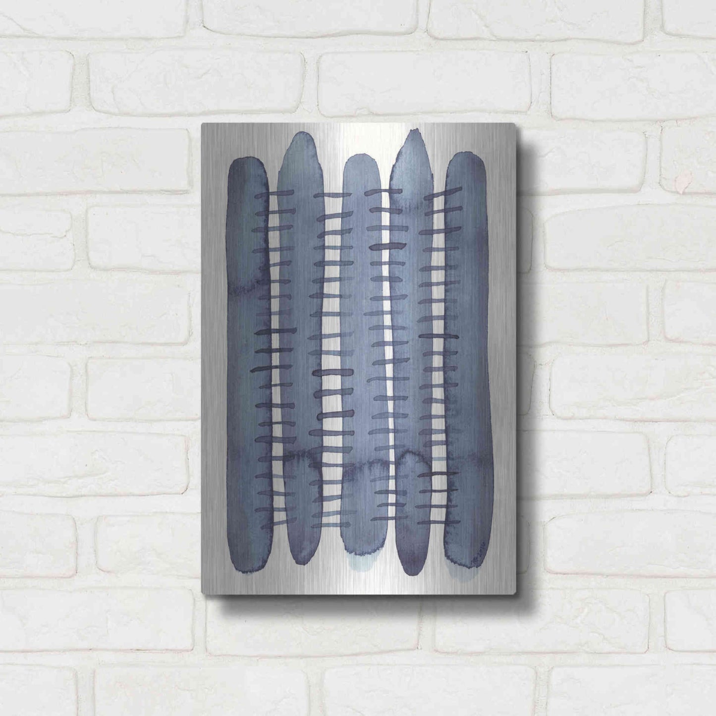 Luxe Metal Art 'Indigo Stitchy II' by Nikki Galapon, Metal Wall Art,12x16