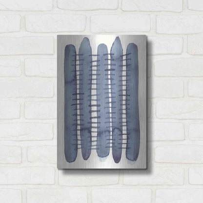 Luxe Metal Art 'Indigo Stitchy II' by Nikki Galapon, Metal Wall Art,12x16