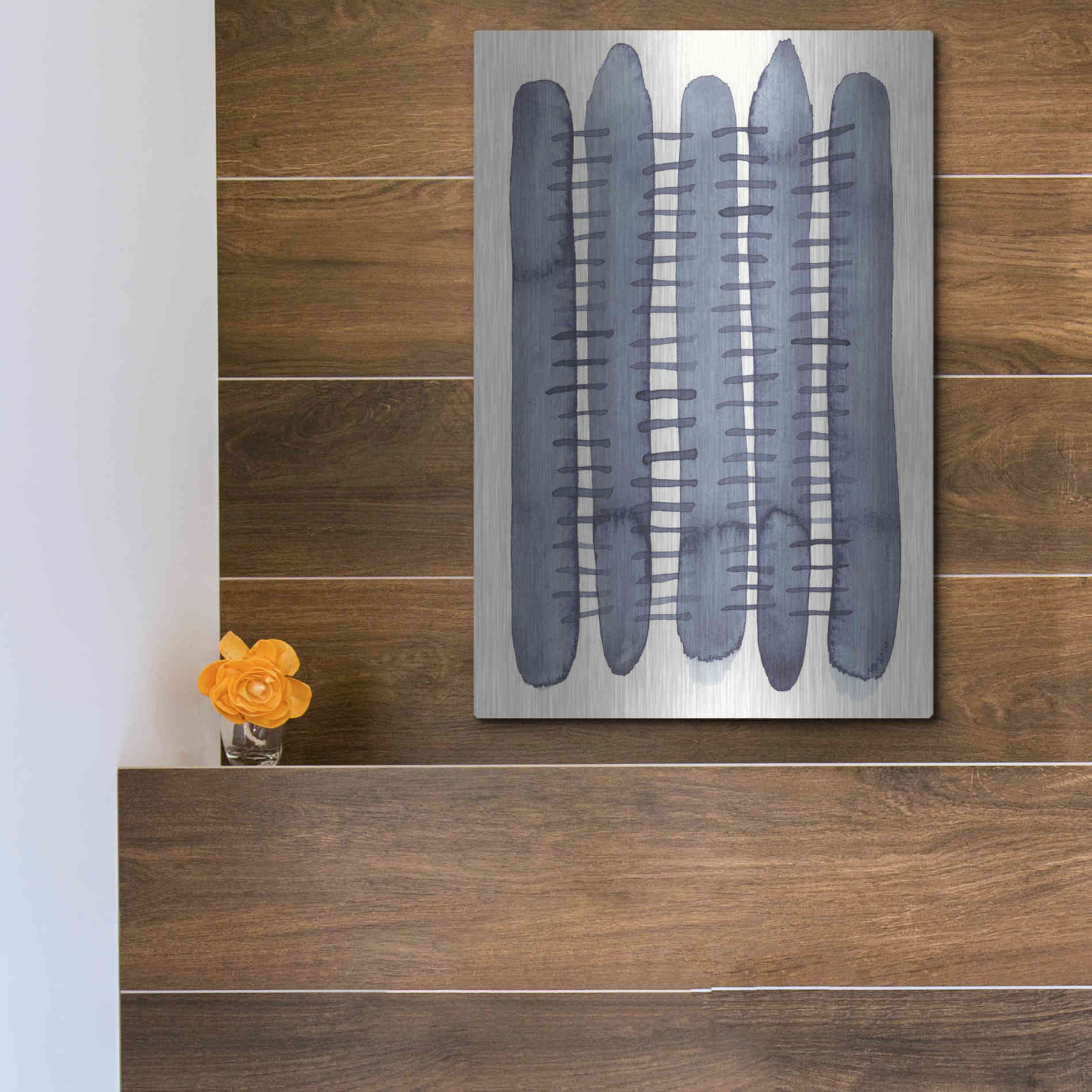 Luxe Metal Art 'Indigo Stitchy II' by Nikki Galapon, Metal Wall Art,12x16