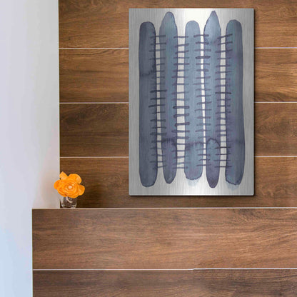 Luxe Metal Art 'Indigo Stitchy II' by Nikki Galapon, Metal Wall Art,12x16